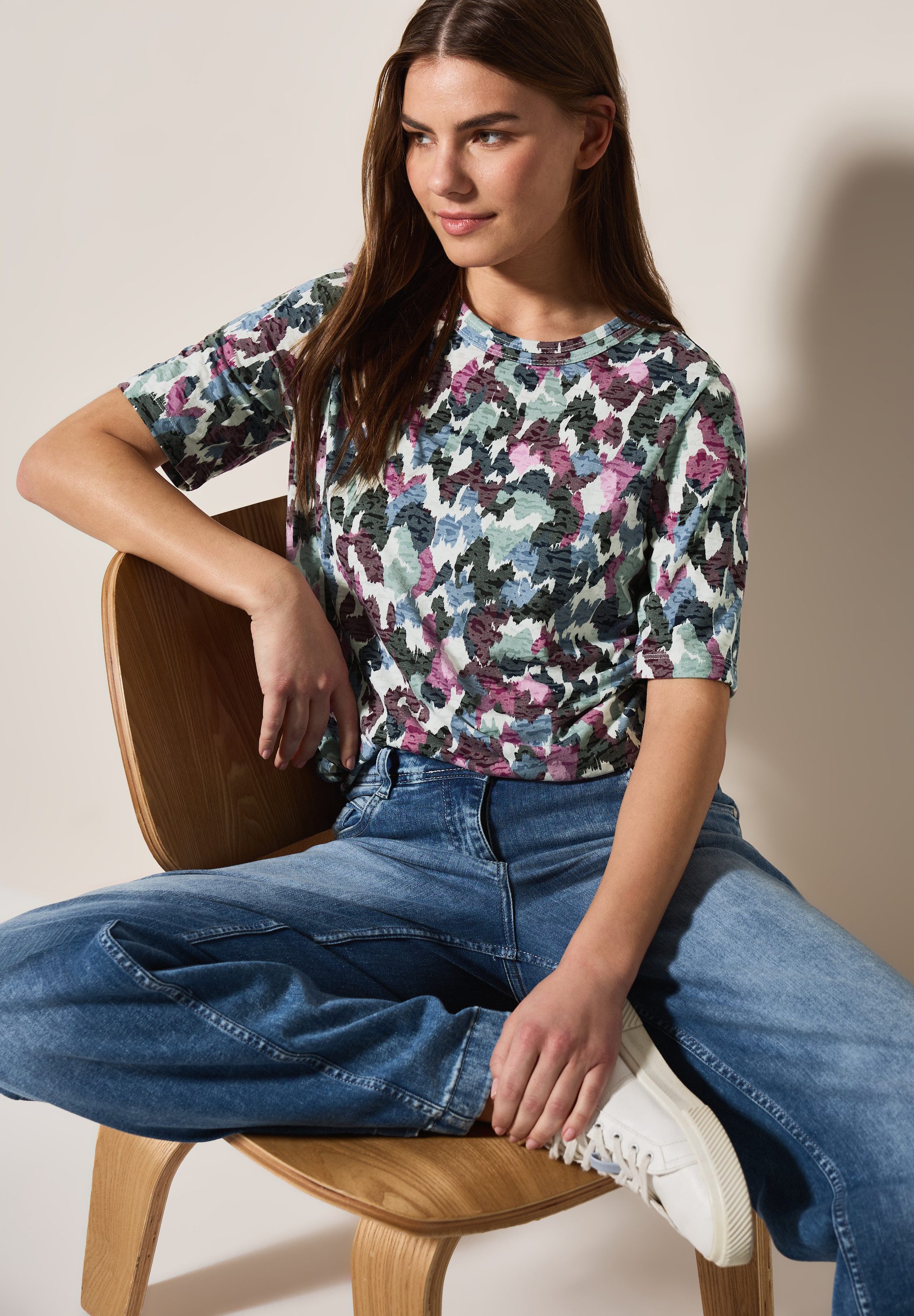Cecil T-shirt met burn-out patroon