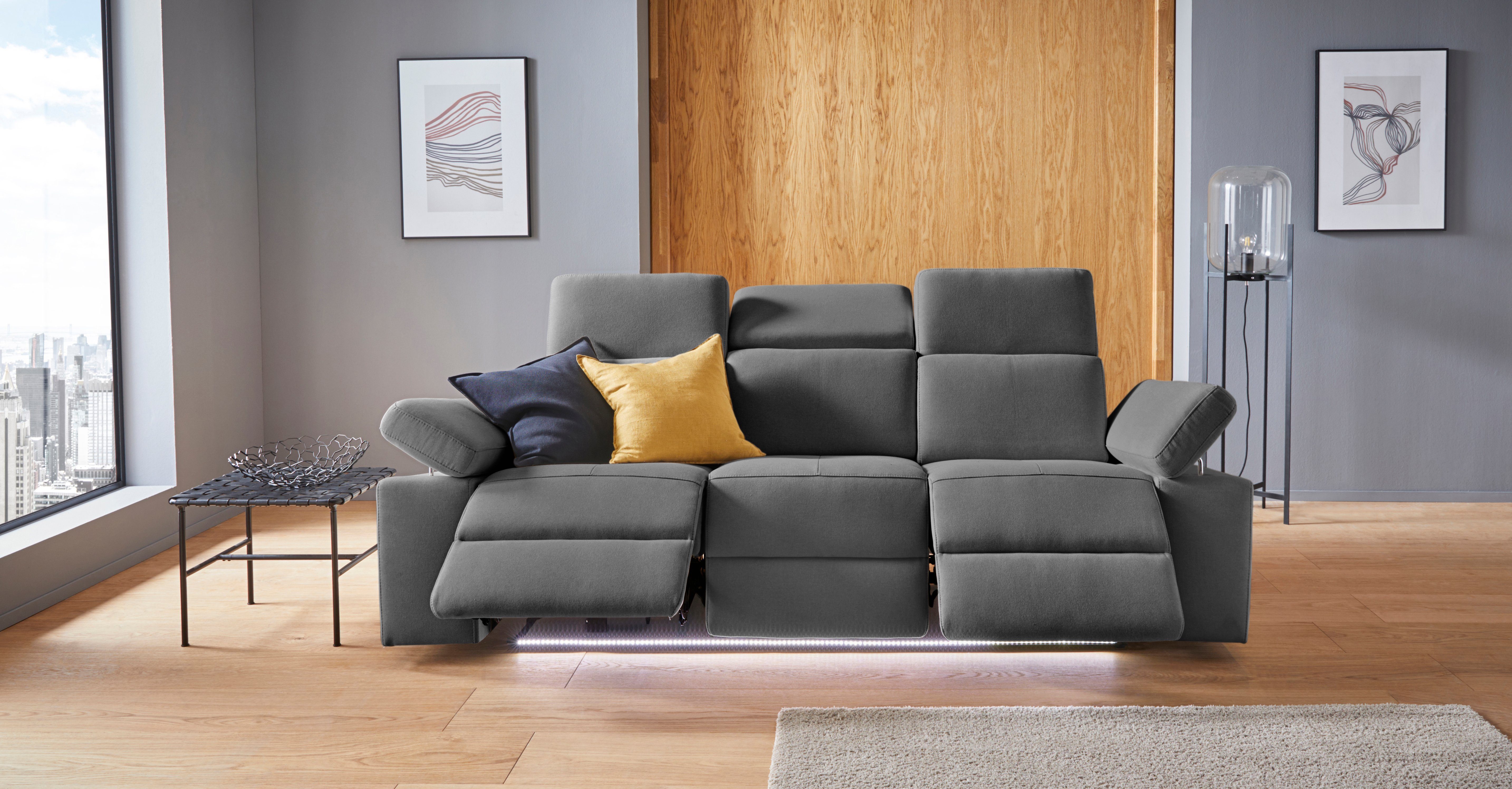 Places of Style 3-zitsbank Kilado met 2x relaxfunctie, verstelbare armleuning, verstelbare hoofdsteun