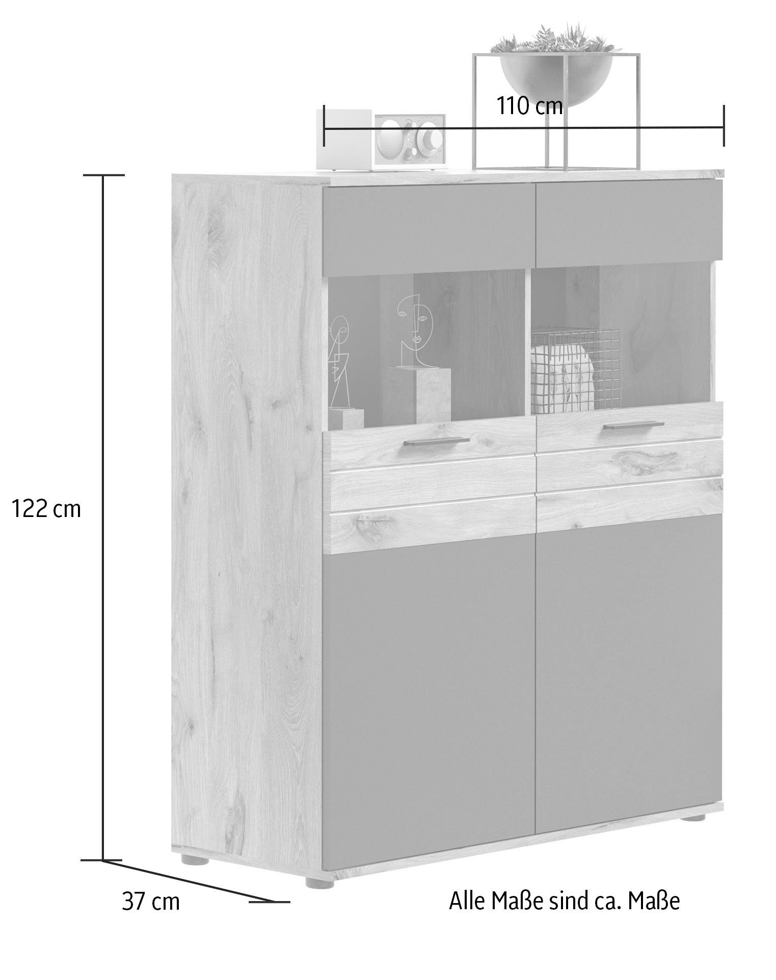 INOSIGN Vitrinekast Riga Hoogte 122 cm