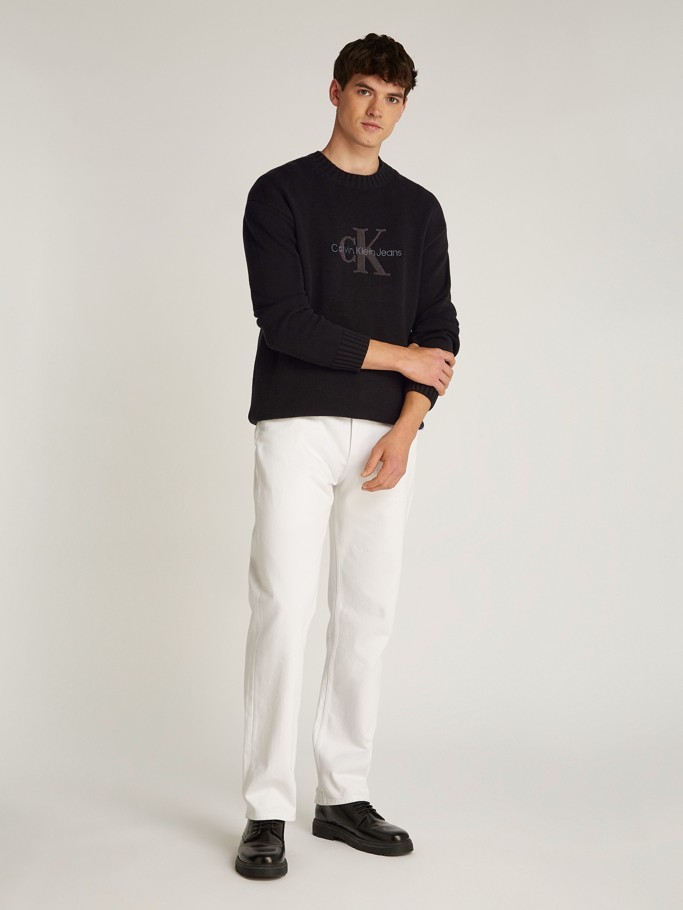 Calvin Klein Trui met ronde hals CHENILLE MONOLOGO SWEATER