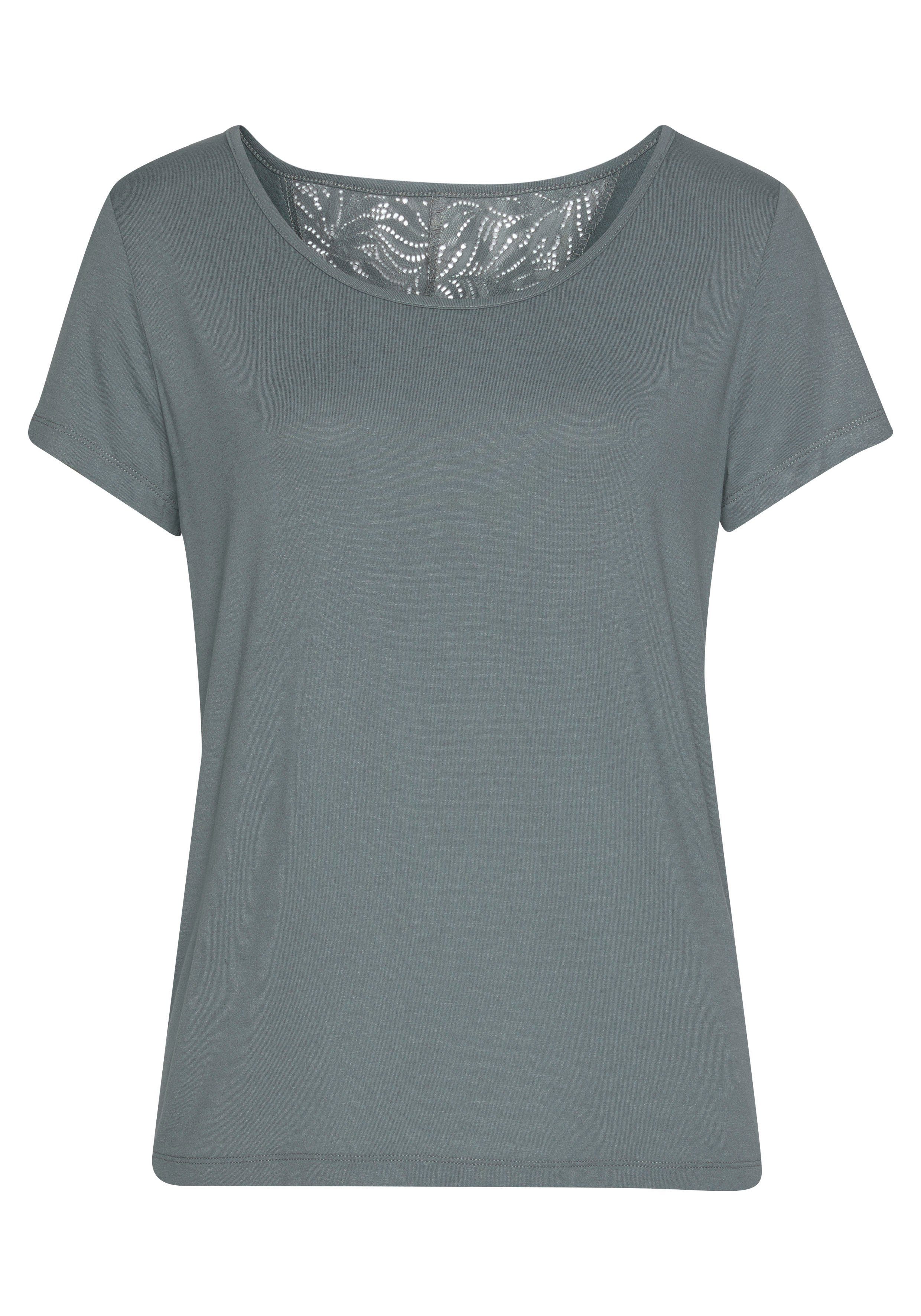 Lascana Pyjama top met kanten inzet op de rug