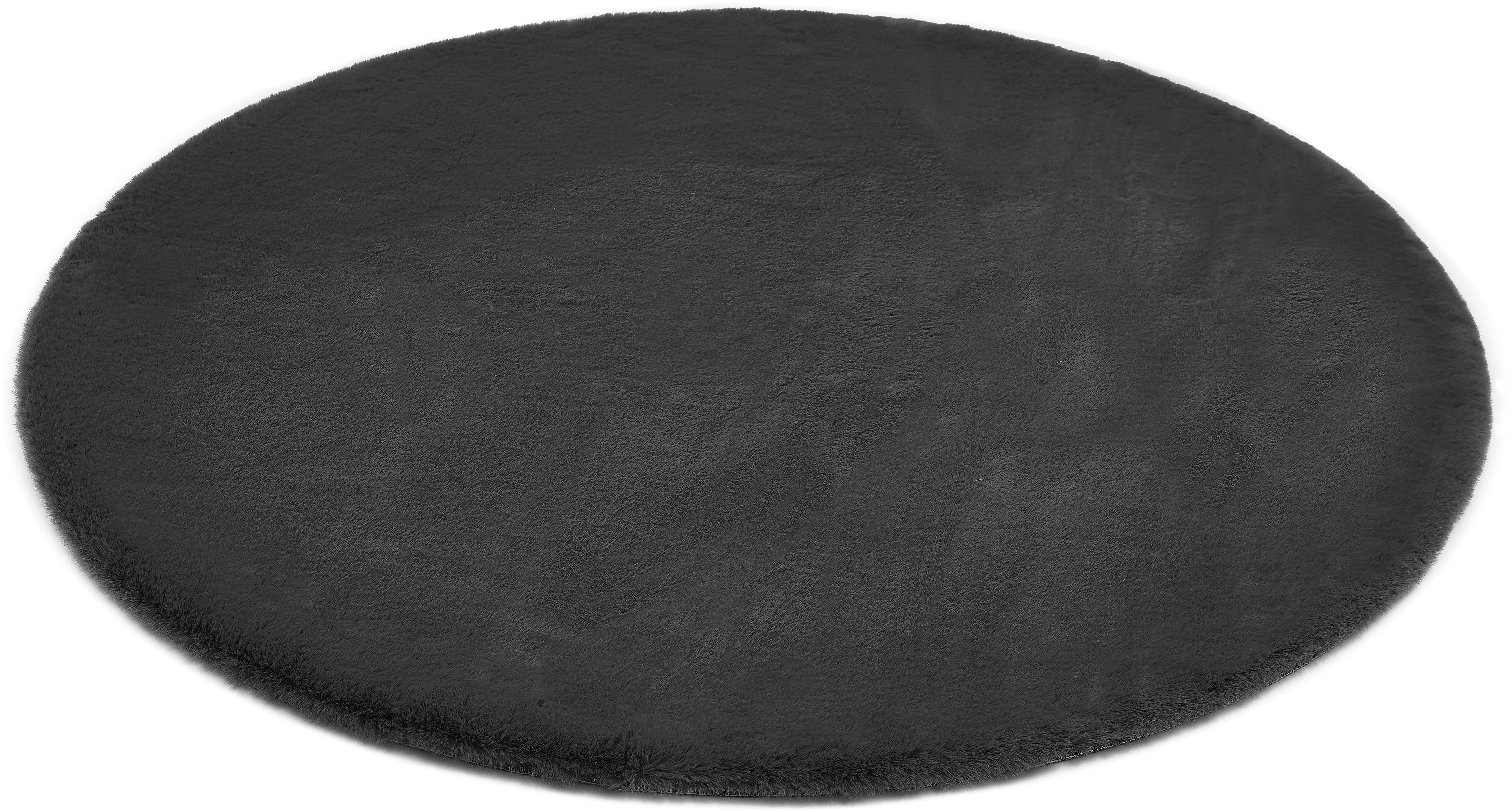 LUXOR living Vachtvloerkleed NOVARA Imitatiebont, voelt als konijnenbont, bijzonder zachte, hoge pool dieren vloerkleden maat Ø 80 cm x 35 mm grijs