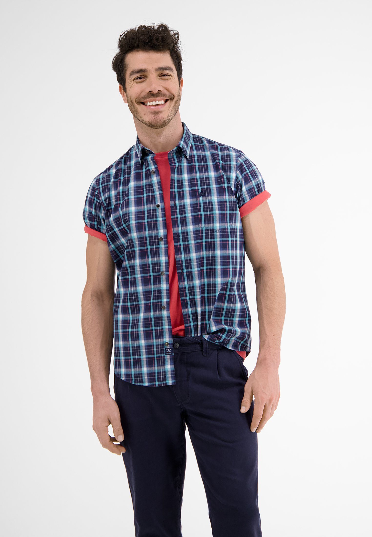 Lerros Overhemd met korte mouwen LERROS korte mouw overhemd *Poplin Check*
