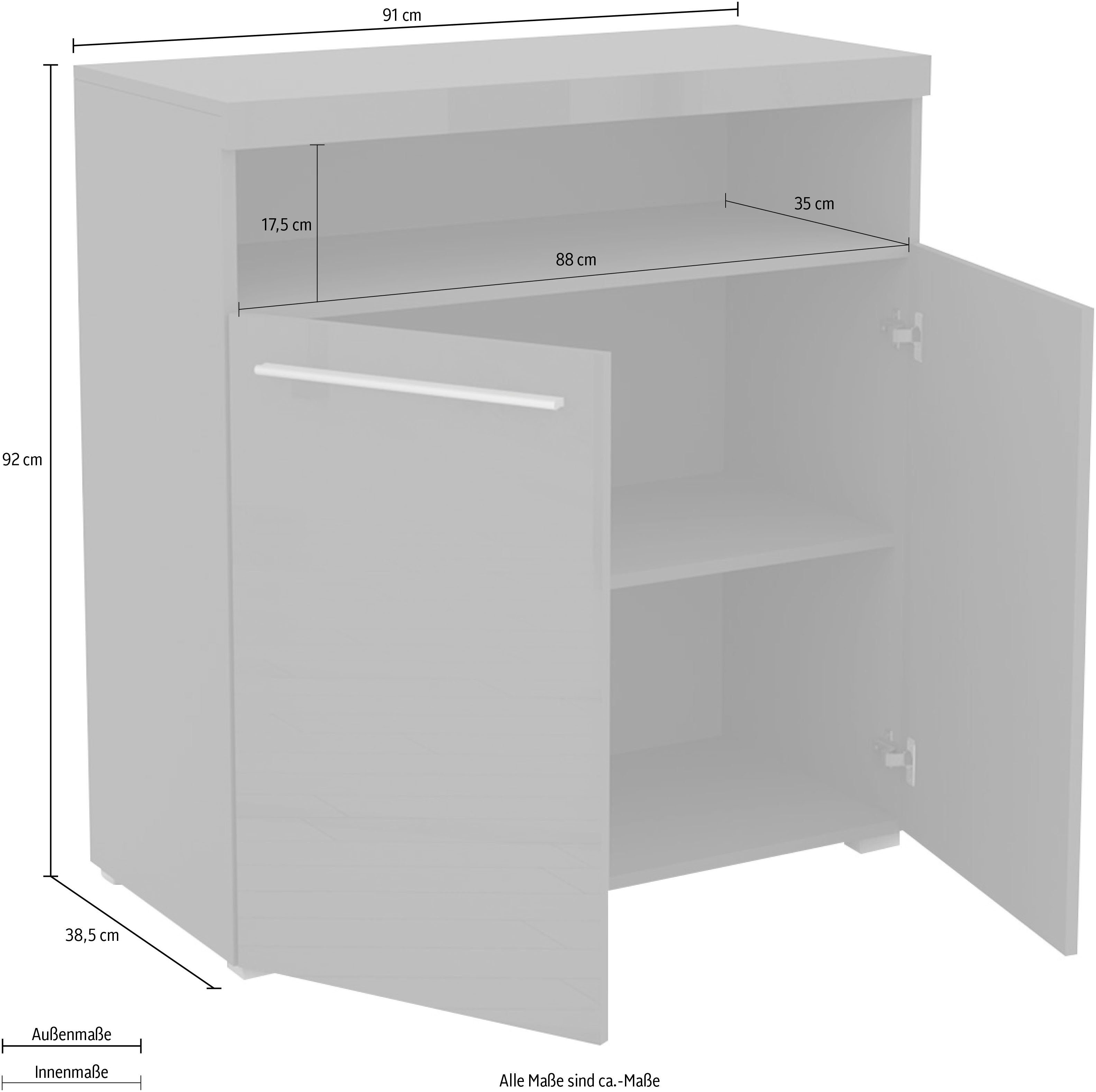 INOSIGN Kast India, breedte 91cm, stijlvolle dressoir met 2 deuren en open vak