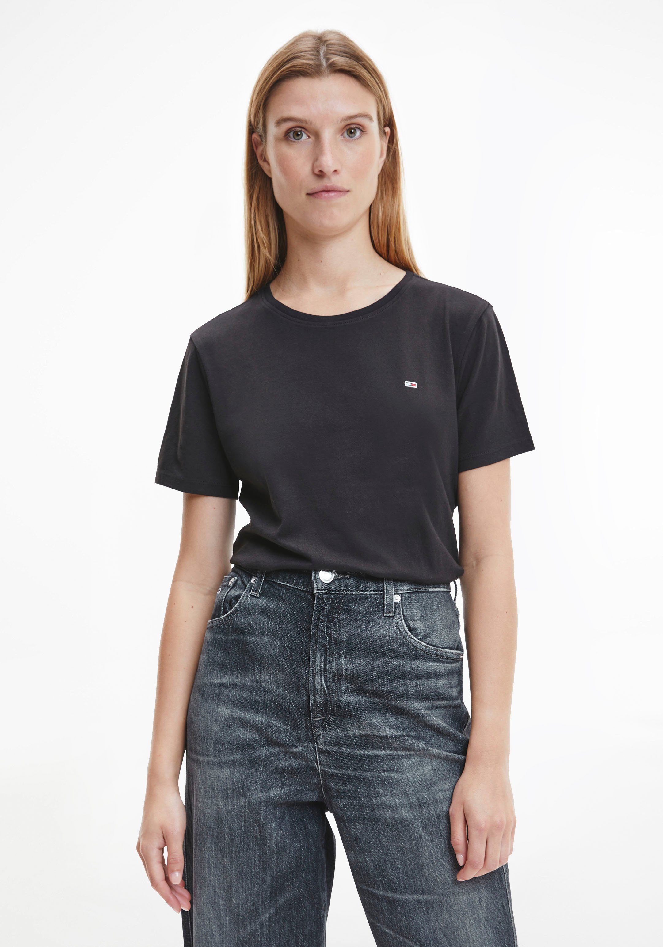 TOMMY JEANS Shirt met ronde hals TJW 2PACK SOFT JERSEY TEE met tommy jeans merklabel-borduursel (2-delig, Set van 2)