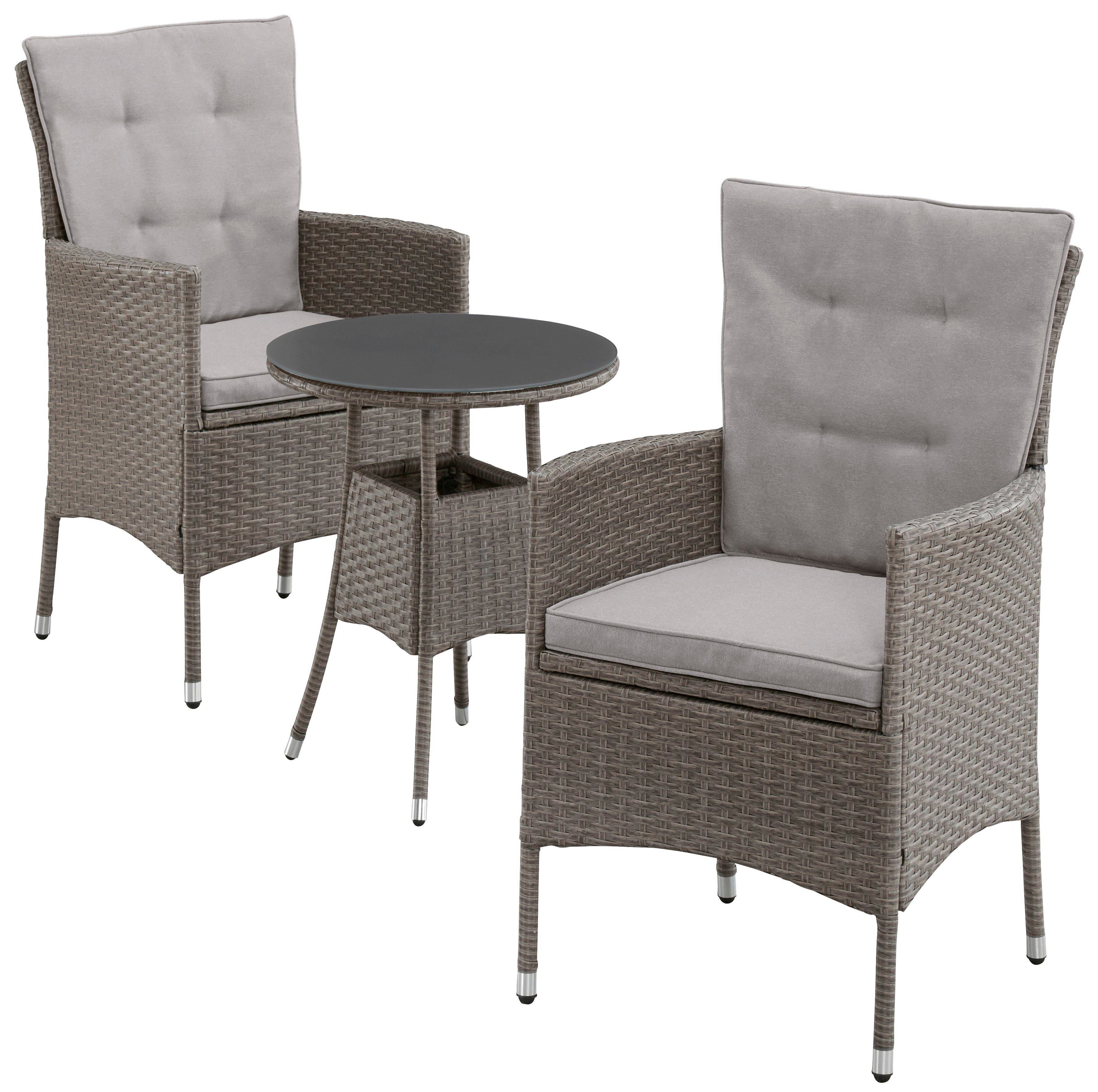 KONIFERA Tuin-eethoek Balkonset "Mailand" Polyrattan, tafelblad van veiligheidsglas, verzinkt staal (set, 7-delig)