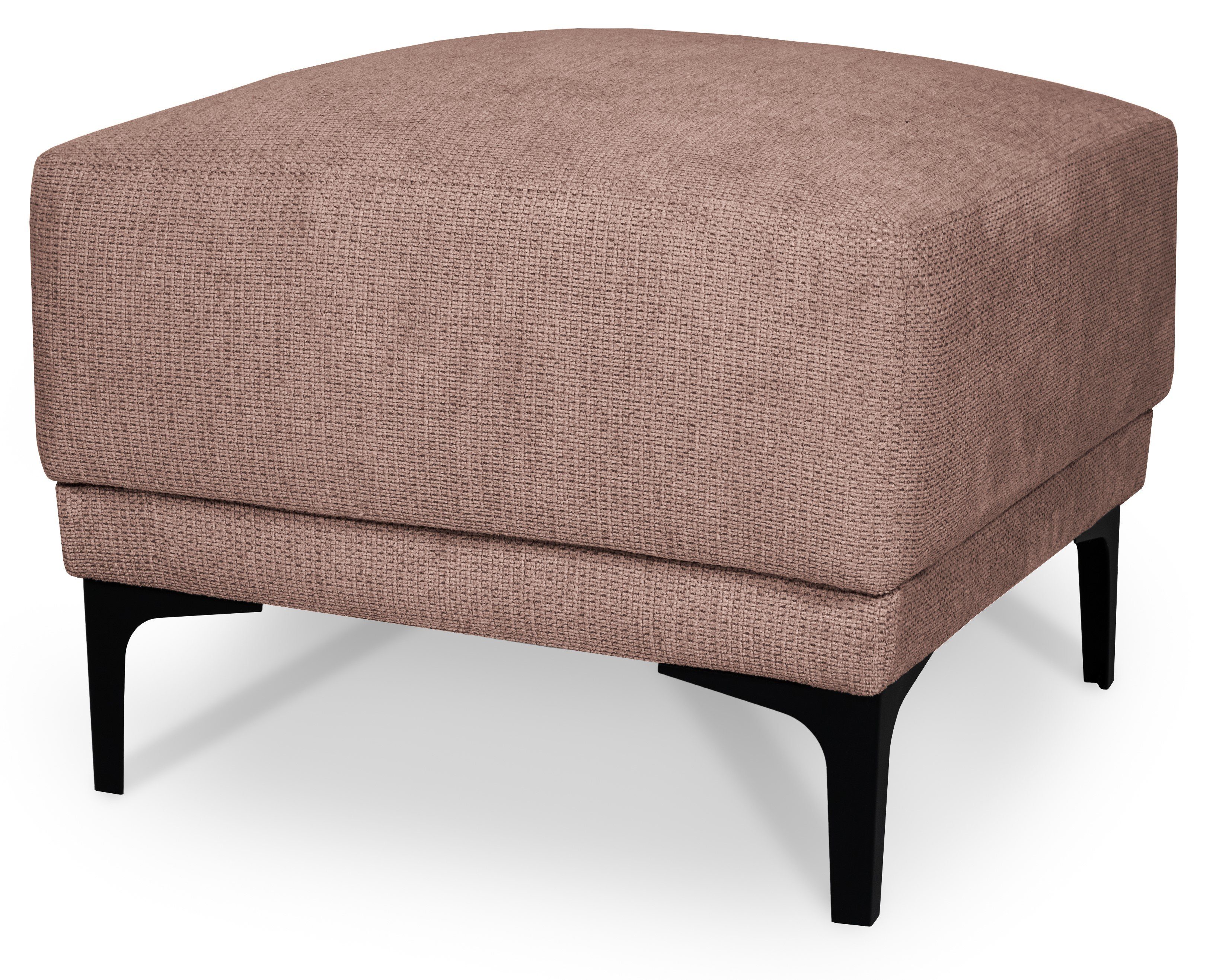 Places of Style Hocker Xander Breedte 58 cm, soft-touch chenille, zwarte metalen voeten