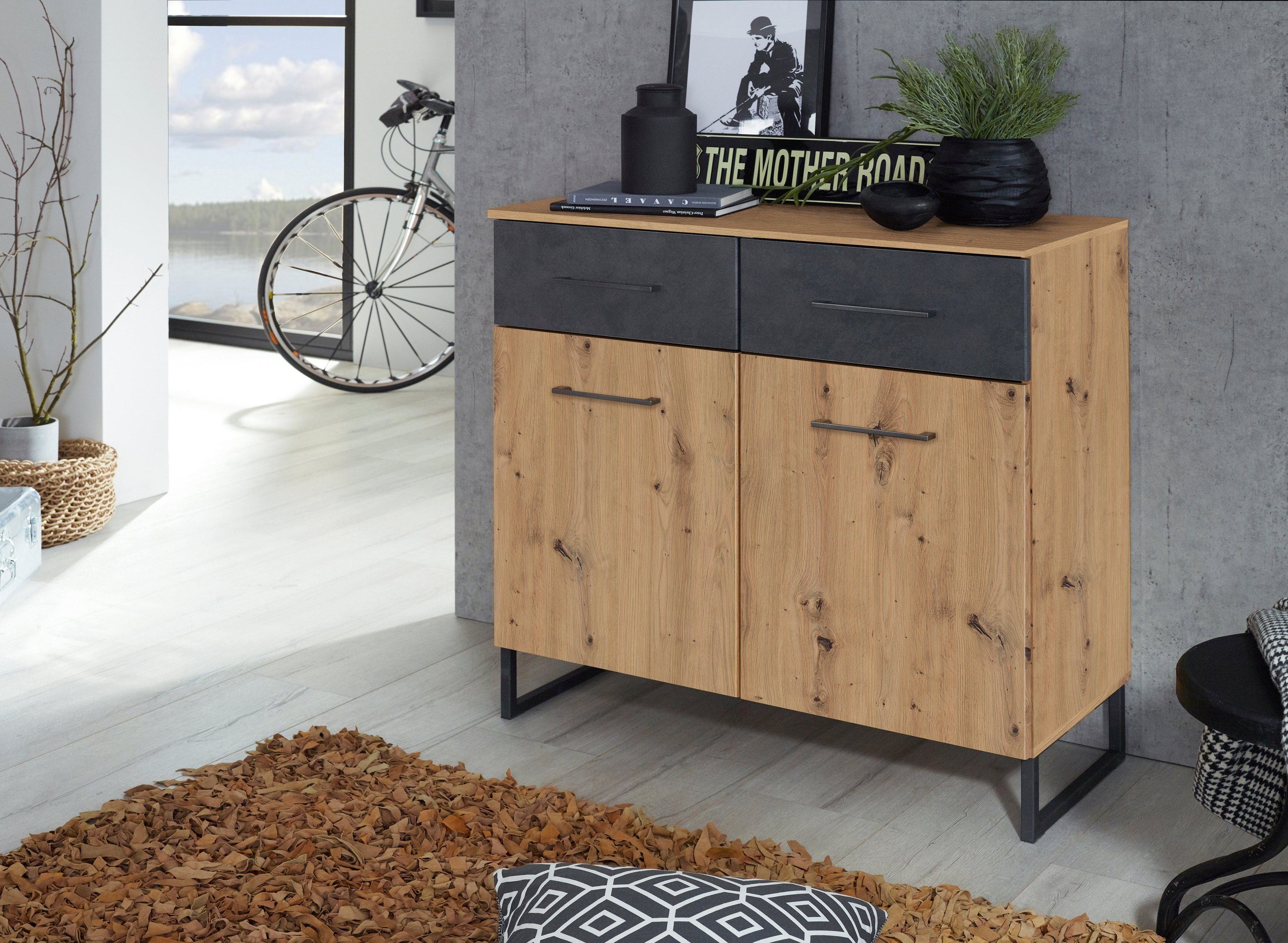 rauch Kast met laden en deuren TAMPA in moderne industriële stijl commodes & ladekasten bruin