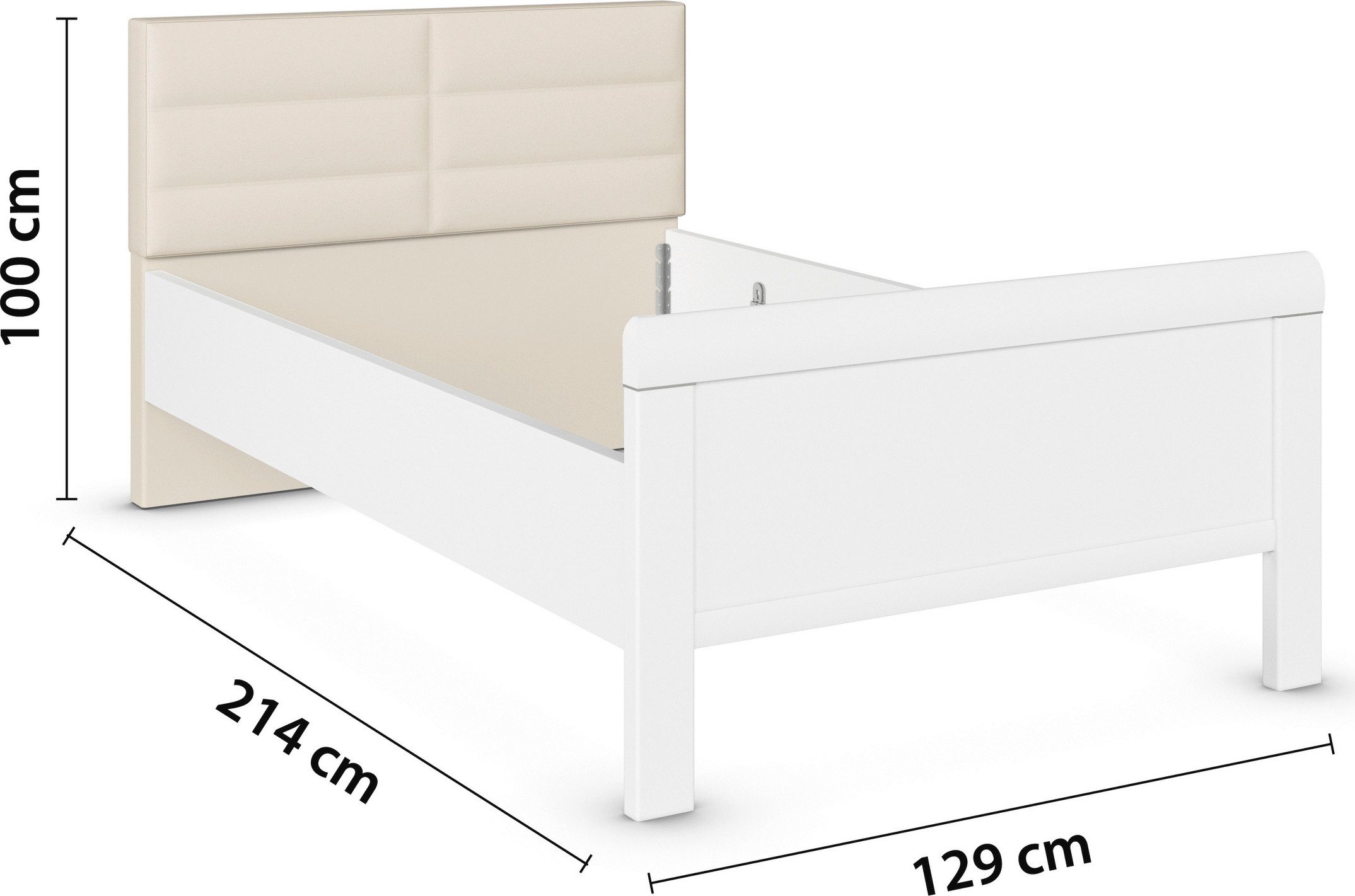 rauch Bed Eenpersoons Stollenbed EVELYN in comfortabele hoogte met gestoffeerd hoofdeinde in elegante stijl made in germany