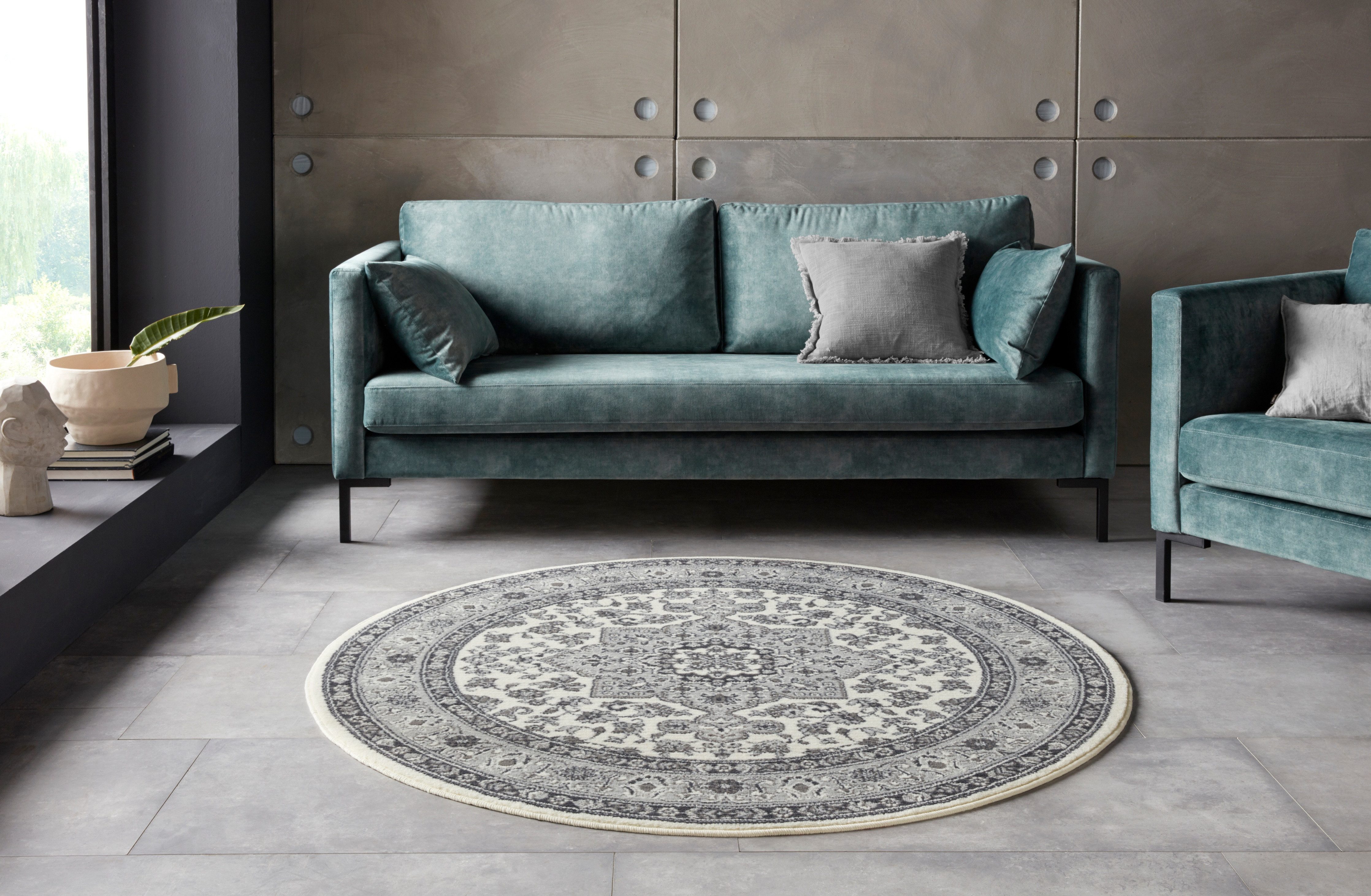 NOURISTAN Vloerkleed Parun Täbriz Korte pool, oriënt, vloerkleed, vintage, eetkamer, woonkamer, hal moderne vloerkleden maat 9 (Ø 160 cm) beige