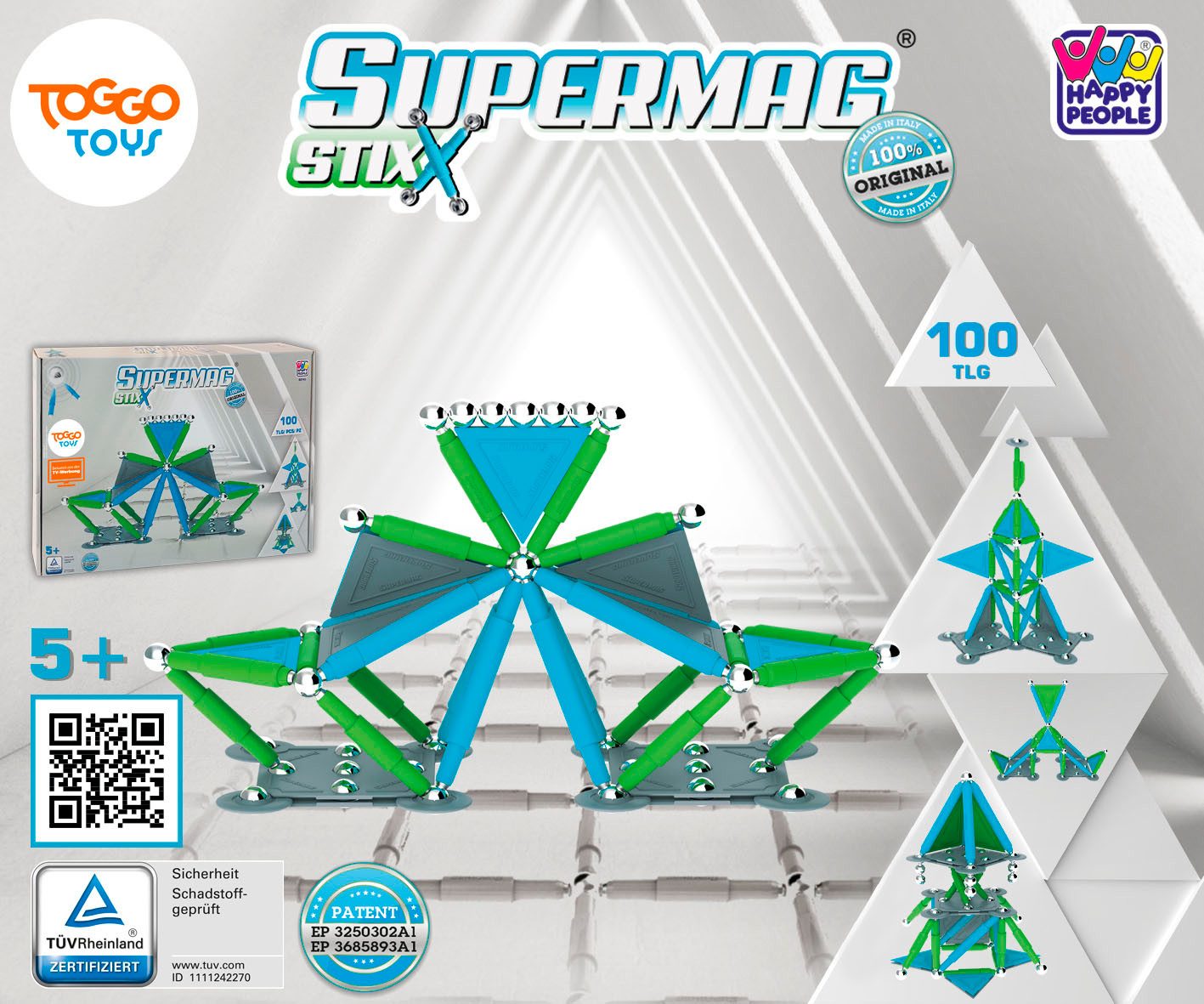 Happy People Magnetische speelblokken Supermag Magnet Stix (set, 100 stuks)