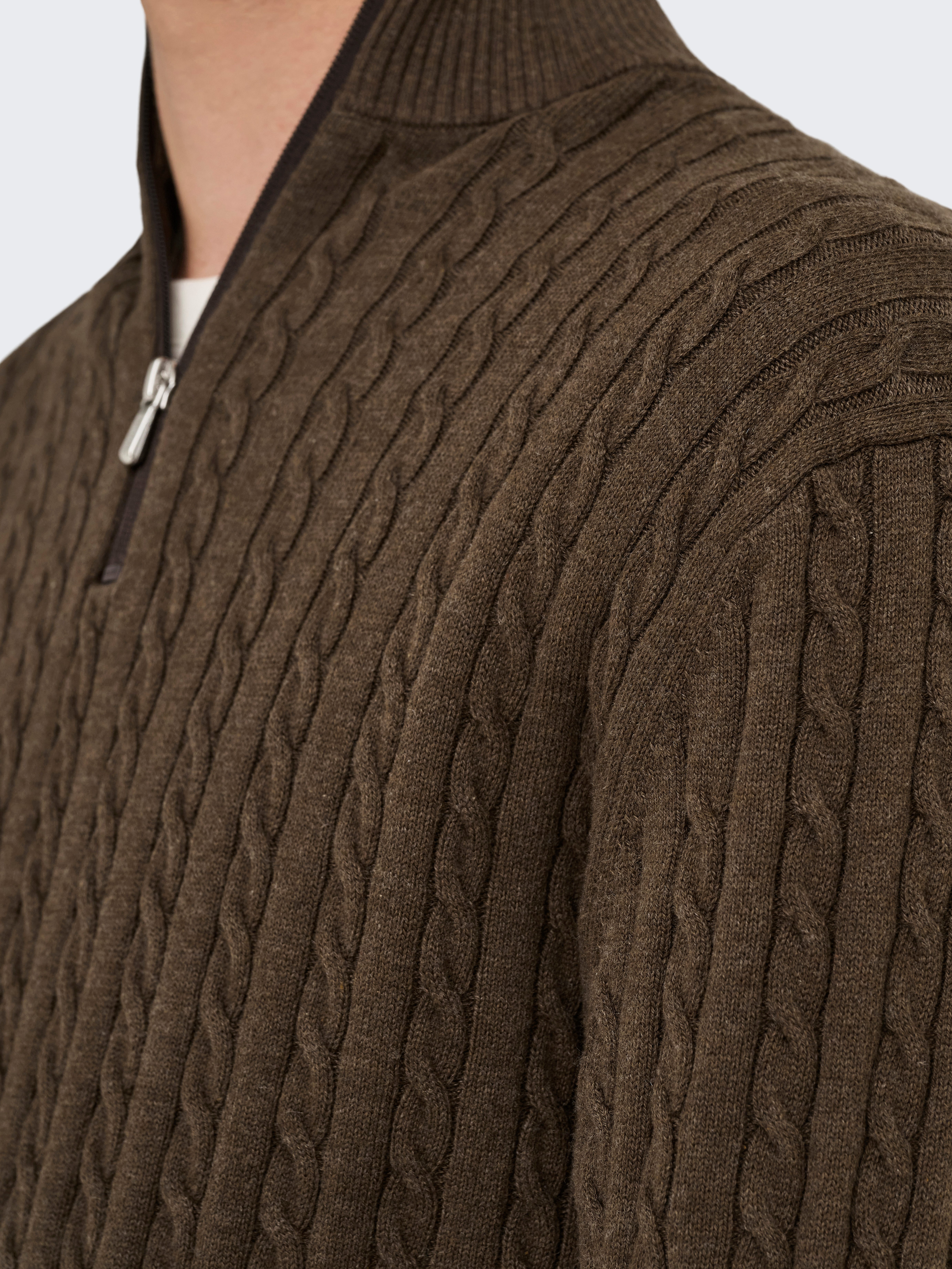 ONLY & SONS Schipperstrui ONSLOUI REG 12 CABEL HALF ZIP KNIT