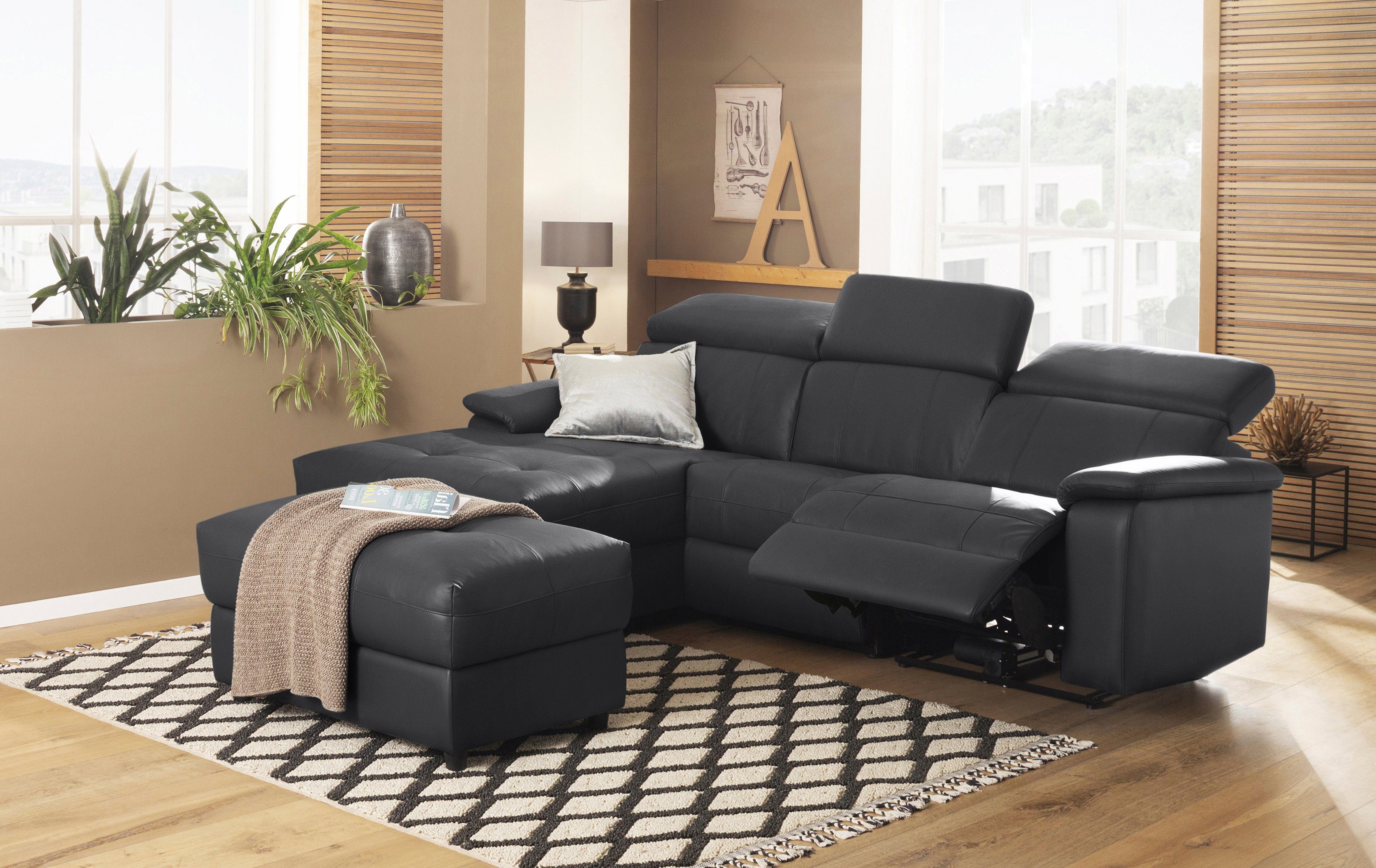 Home affaire Hoekbank Binado, L-vorm, met handmatige of elektrische relaxfunctie met usb-aansluiting