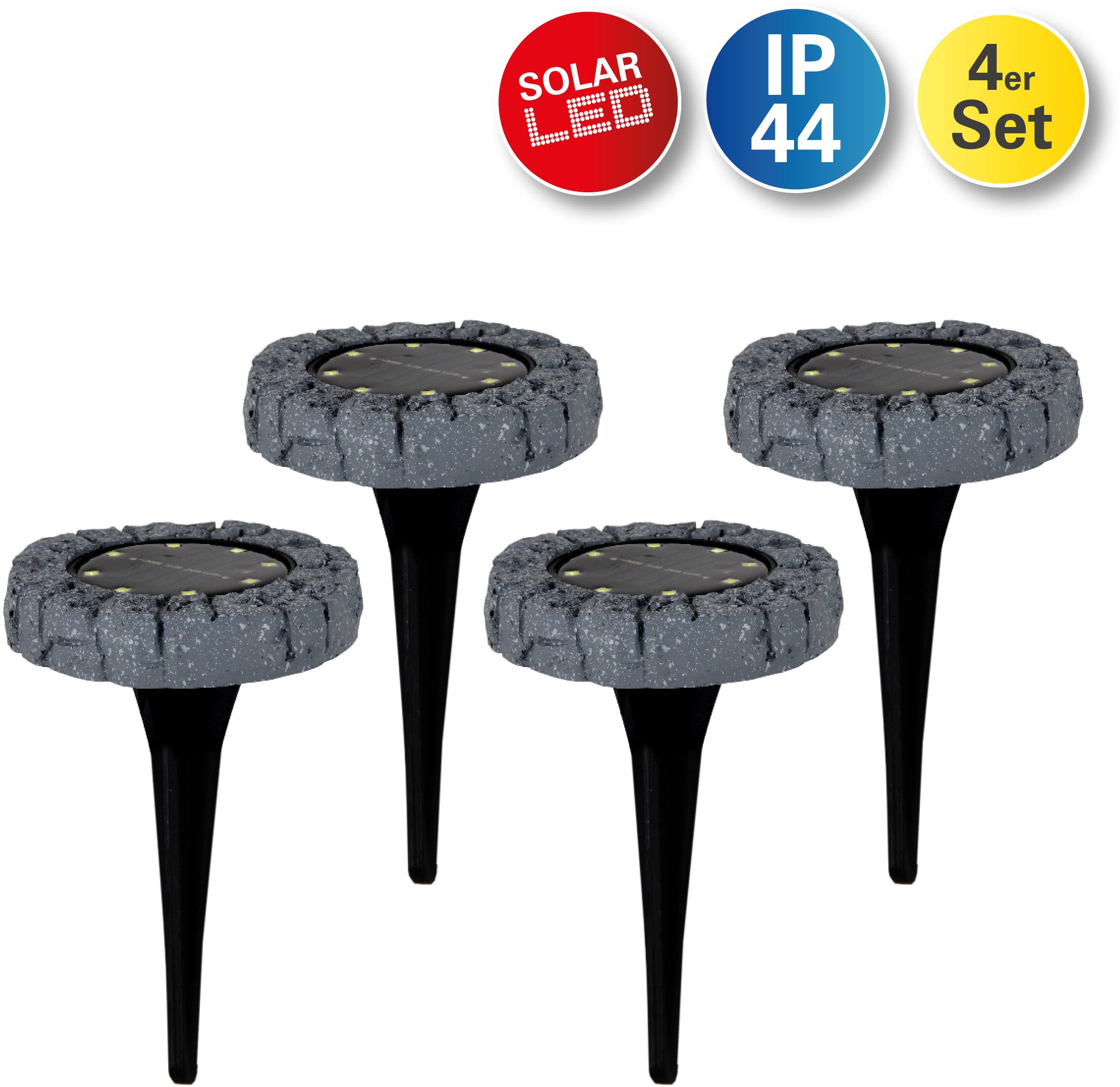 näve Led-tuinlamp Led-solar vloerlamp met een grondpen, set van 4 (4 stuks)