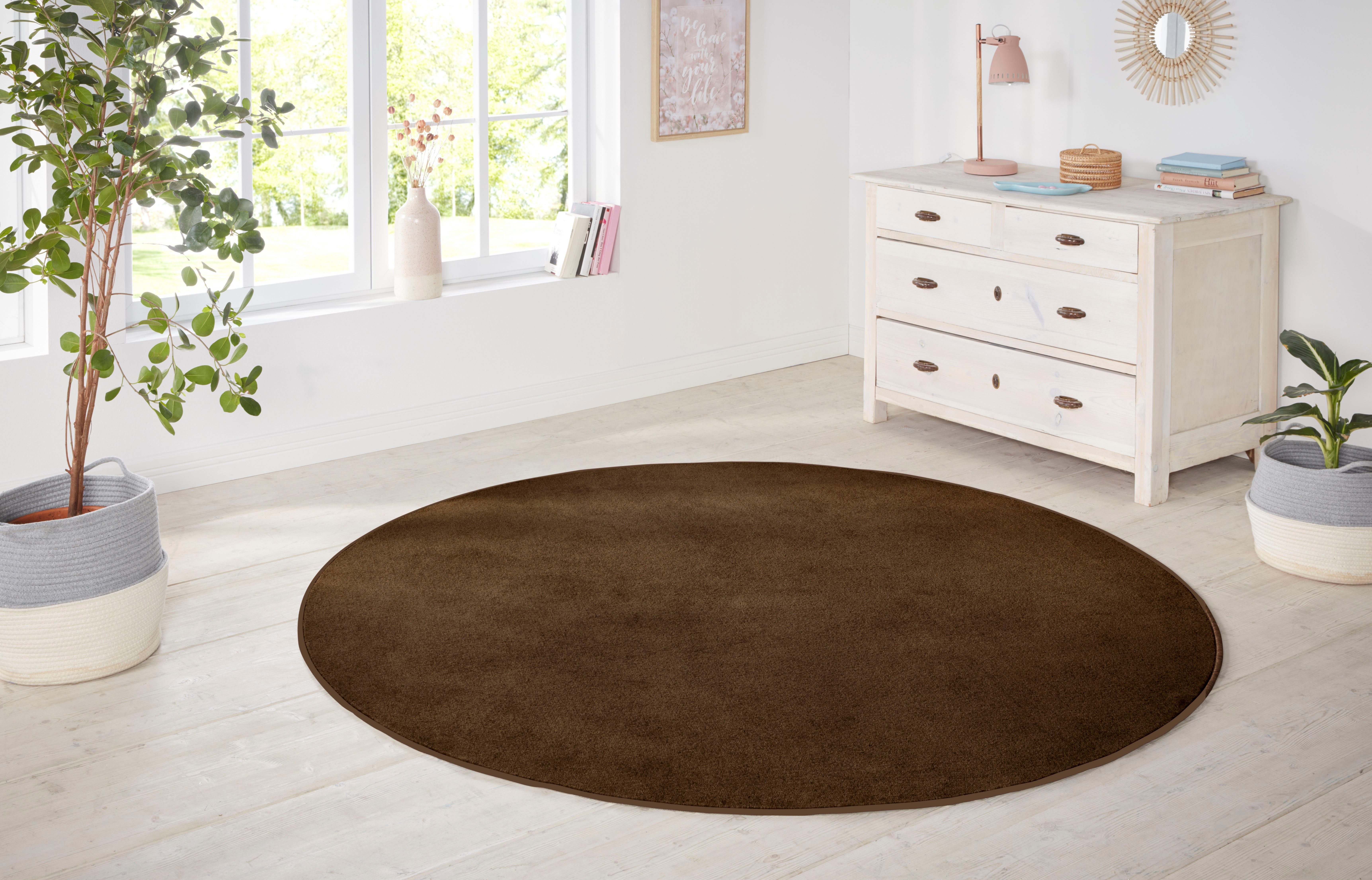 HANSE Home Vloerkleed Shashi Korte pool, unikleur, vloerkleed, zacht, eetkamer, kinderkamer, hal moderne vloerkleden maat 10 (Ø 200 cm) bruin