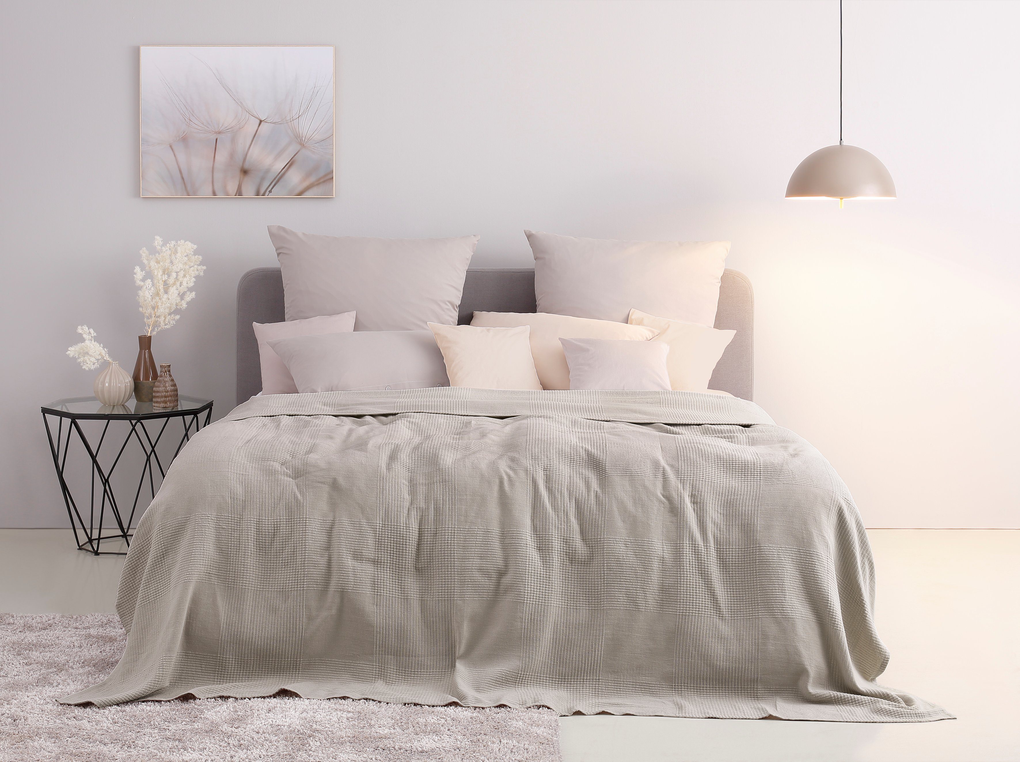 my home Sprei Mira lichte sprei van 100% katoen, uni foulard, zonder vulling