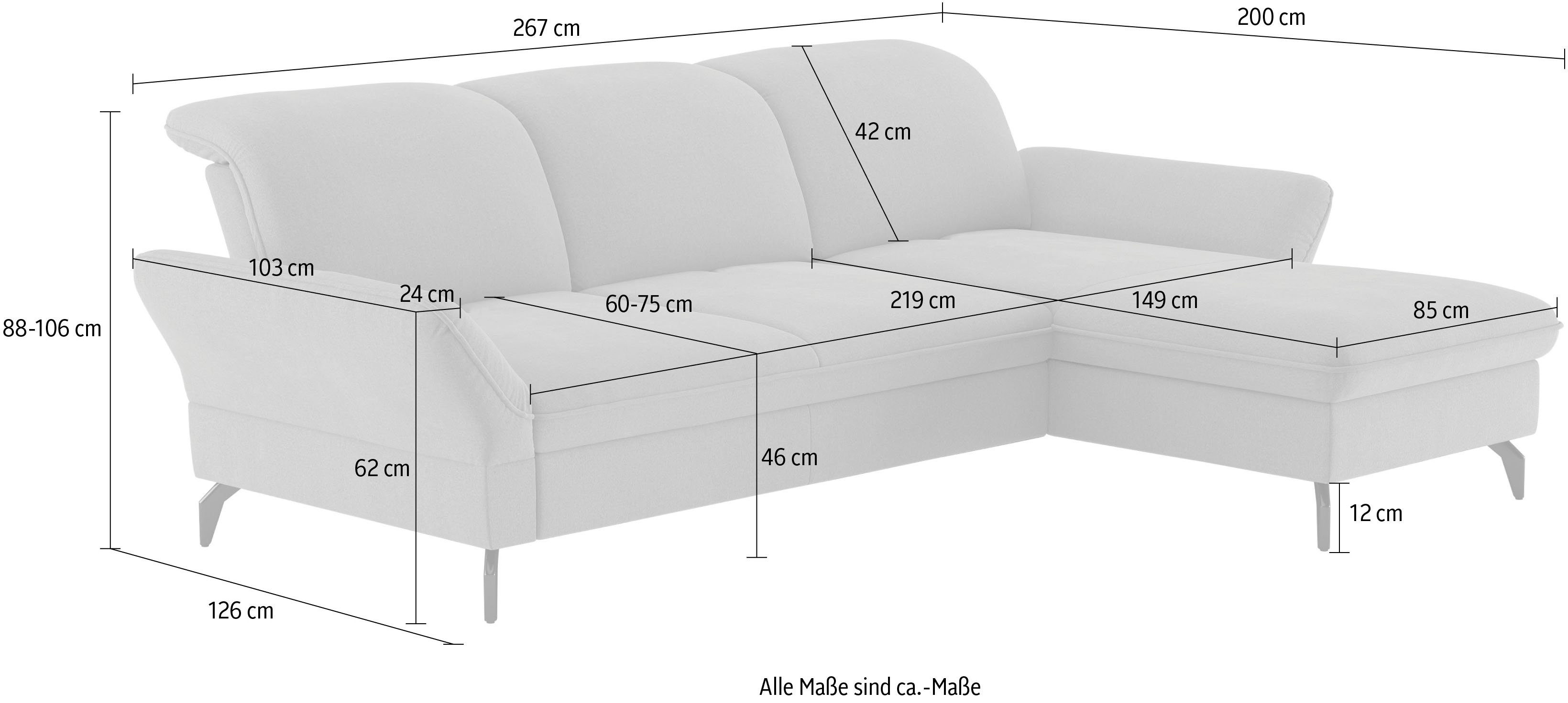 sit&more Hoekbank Leandro L-vorm Naar keuze met bed, hoofdbord en armleuningfunctie, en bedkist
