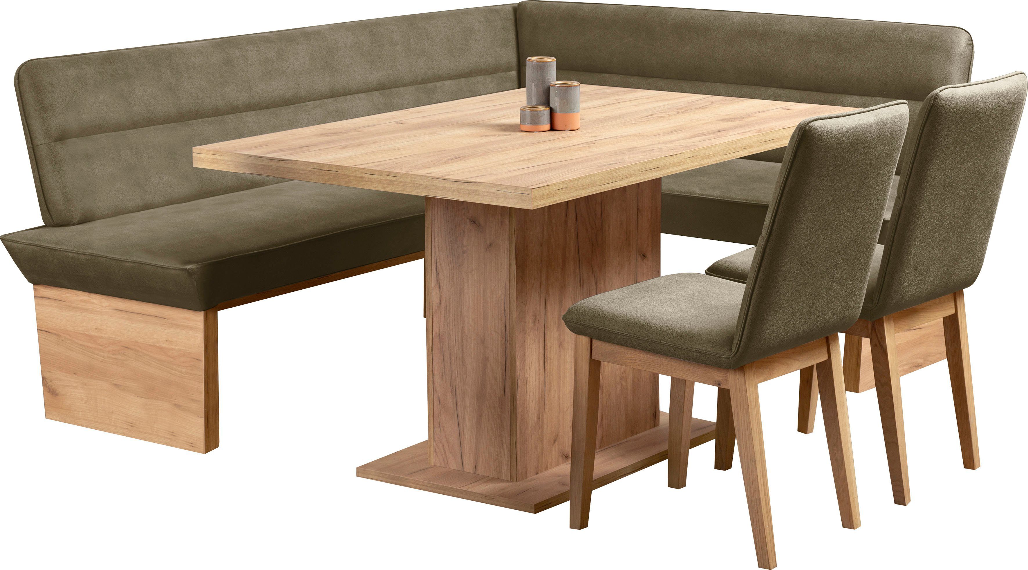 Home affaire Eetkamerstoel Beluna gestoffeerde stoel eetkamer bestseller Frame en poten van massief eiken, modern landhuis (set, 2 stuks)