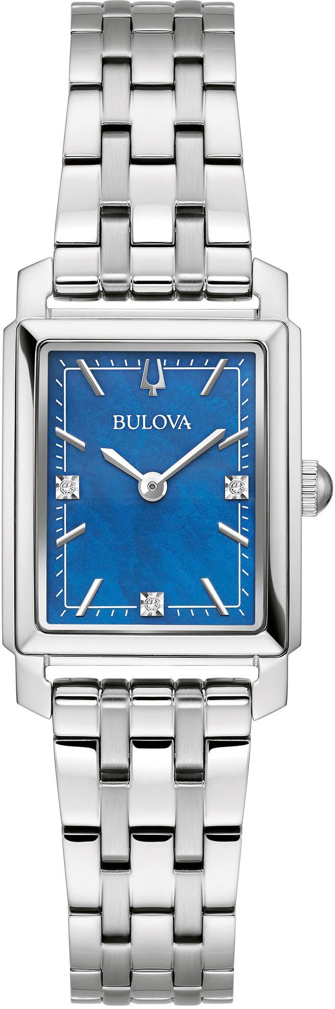 Bulova Kwartshorloge 97P166 Polshorloge, dameshorloge, roestvrijstalen armband, met diamanten