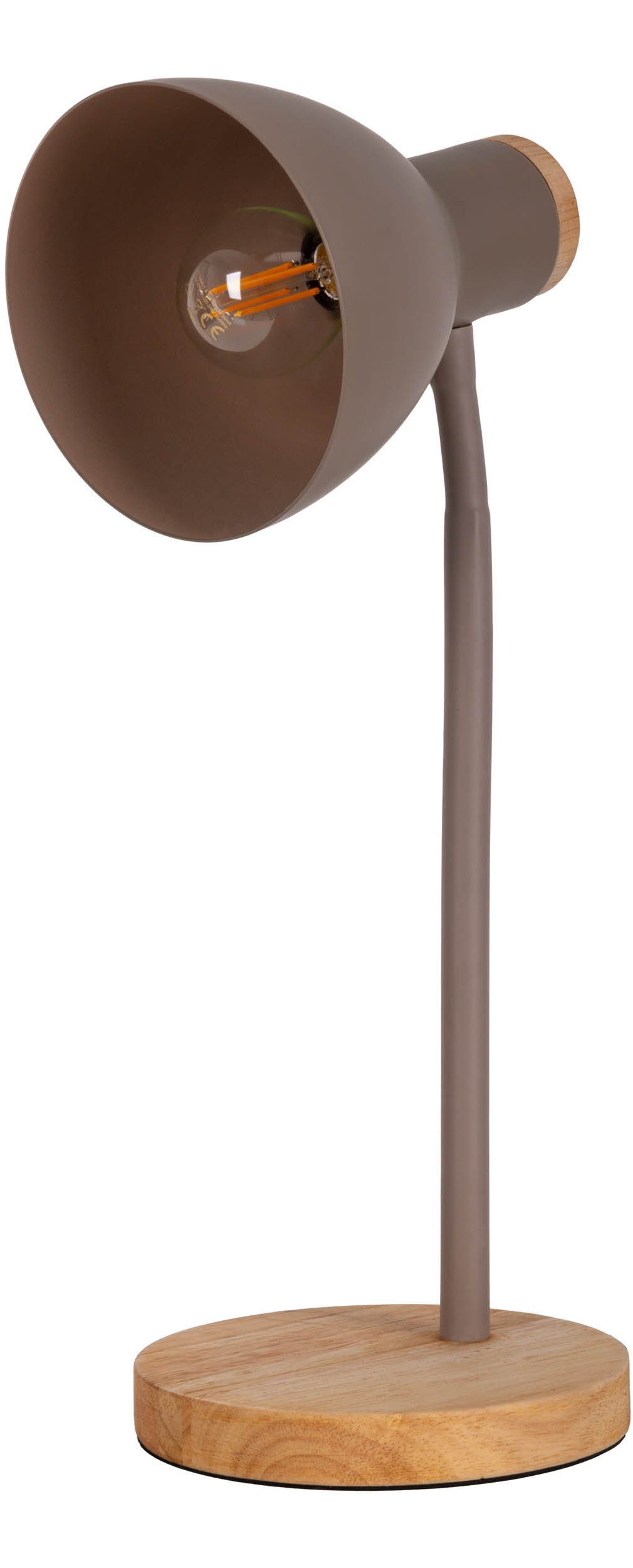 näve Bureaulamp Marie Voet en kap deels van hout, kap flexibel beweegbaar, E14 (1 stuk)