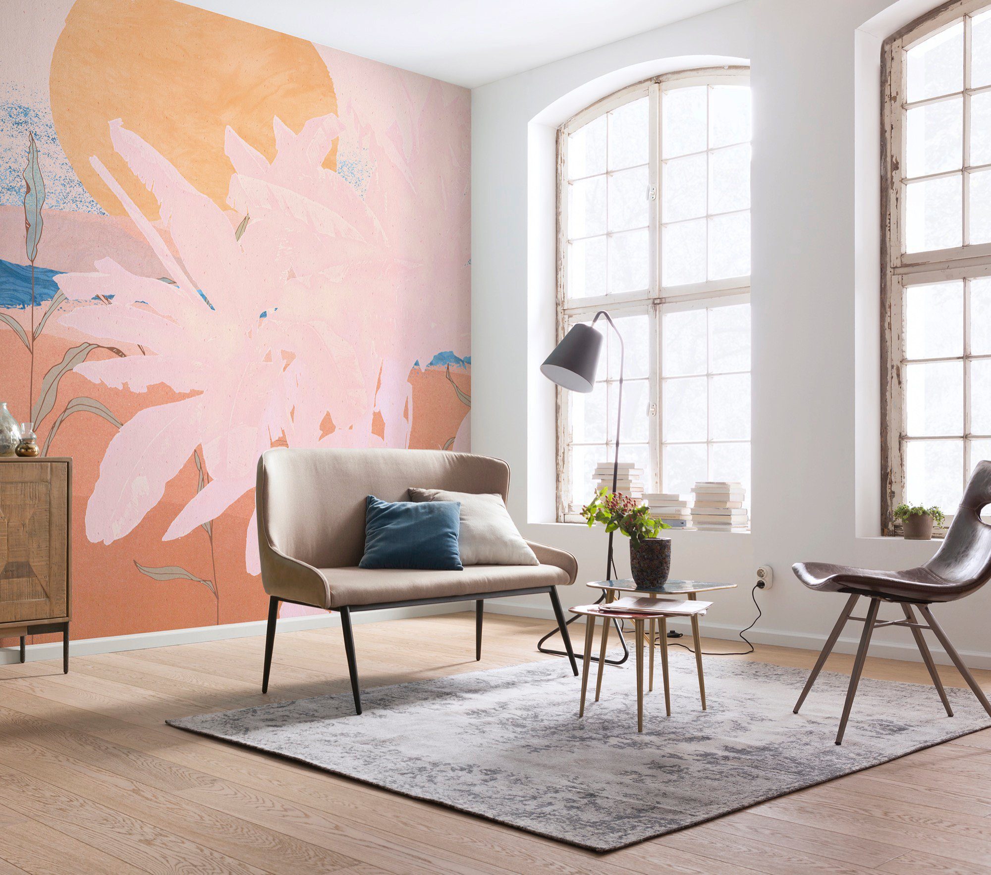 Komar Vliesbehang Digitale print vlies - Platanos Pink - Afmeting 250 x 280 cm