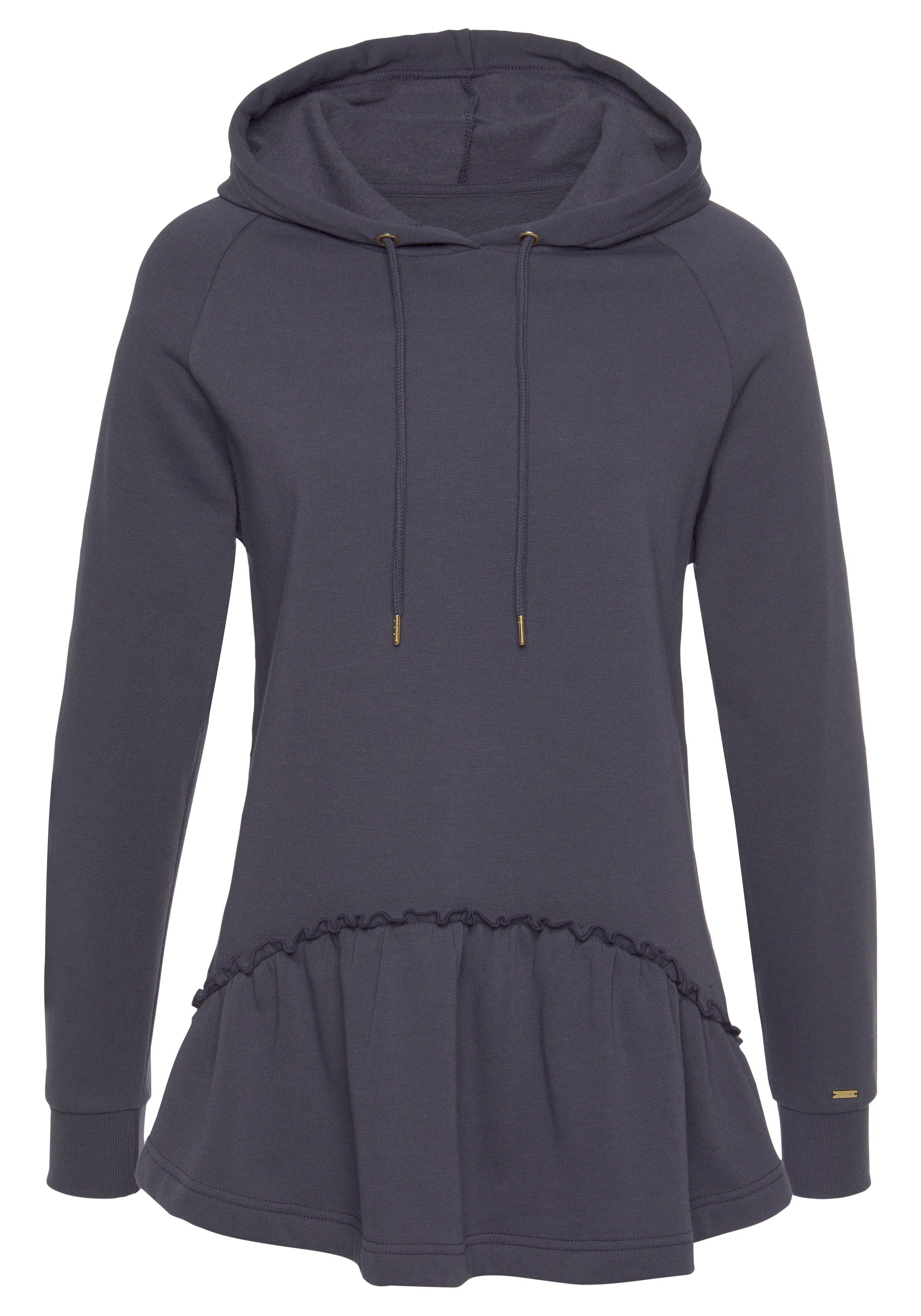 Lascana Hoodie met ruches, loungepak, hoodie