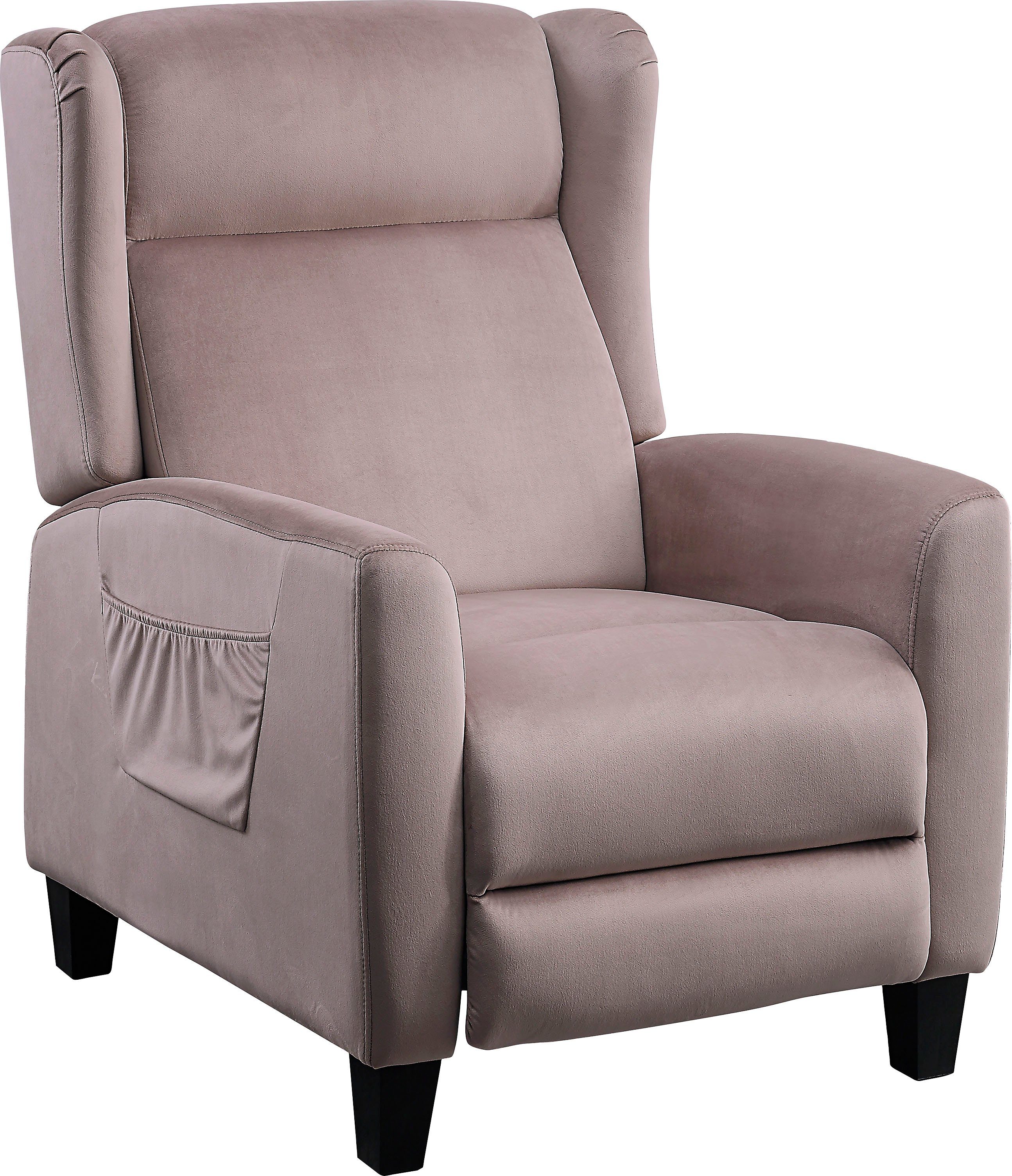 ATLANTIC home collection Relaxfauteuil Timo klassieke oorfauteuil met relaxfunctie en praktisch zijvak