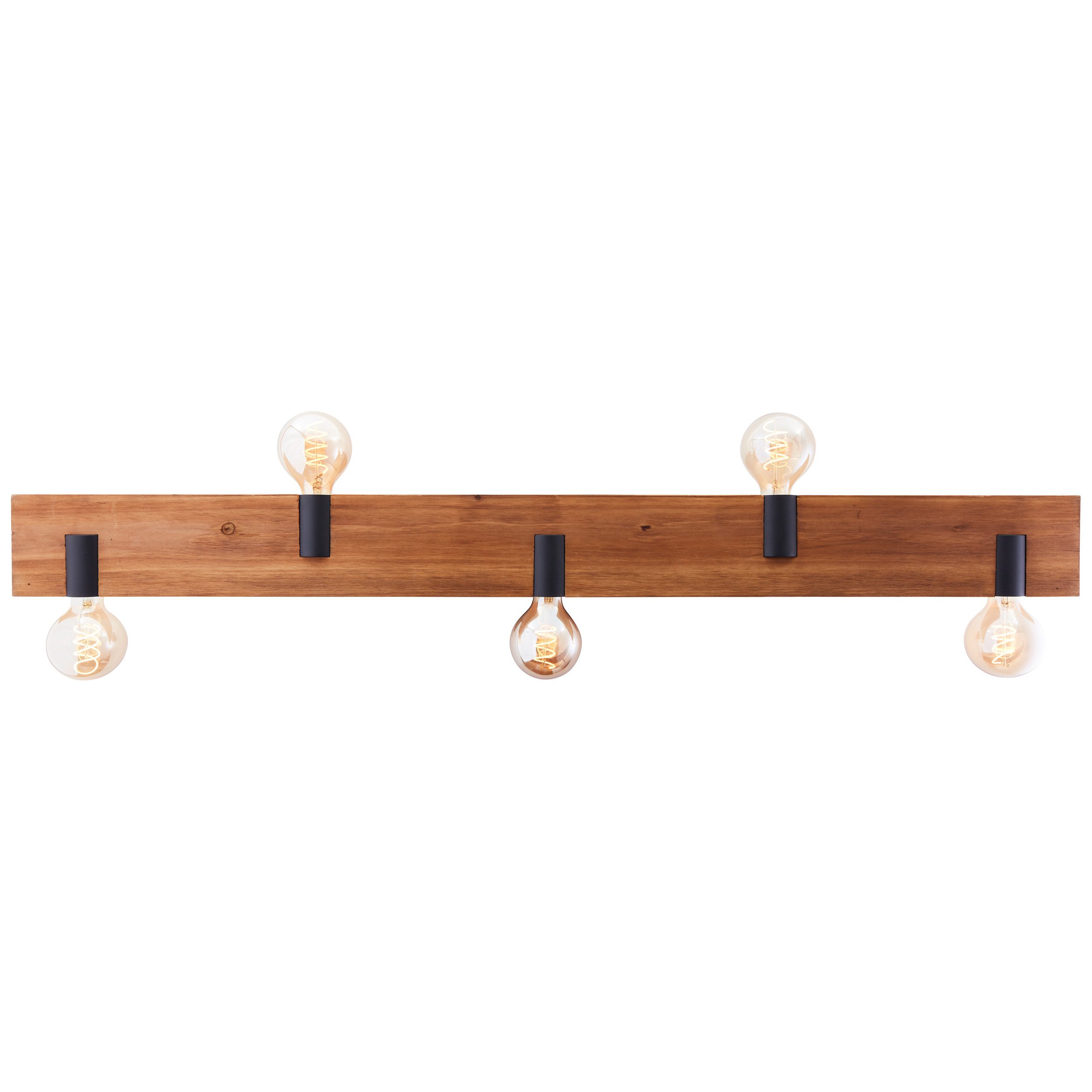 Brilliant Leuchten Plafondlamp Mertes Plafondlamp, E27, 115 x 12,5 cm, hout/metaal, bruin/zwart (1 stuk)