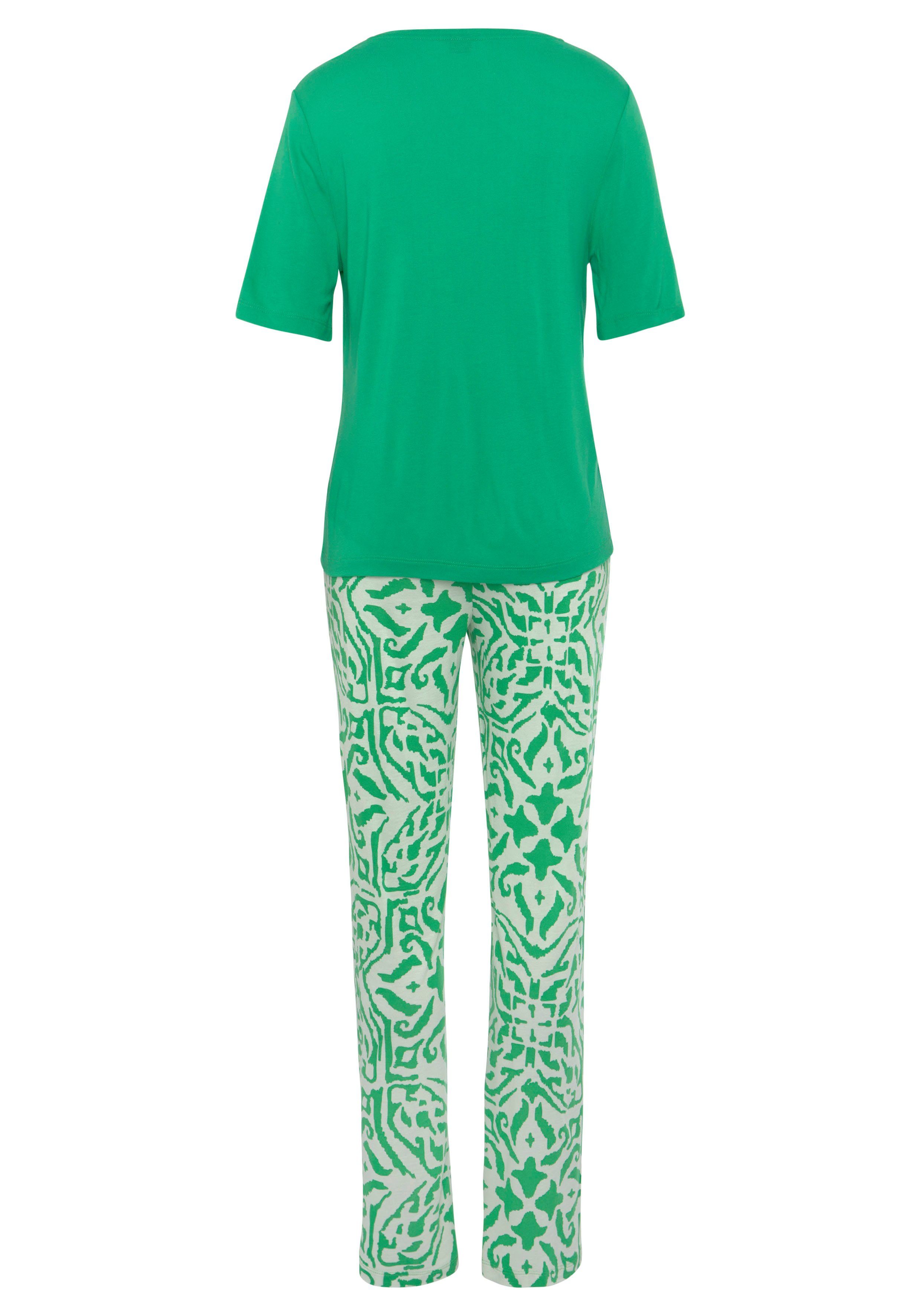 s.Oliver RED LABEL Beachwear Pyjama met bloemig etno-patroon (2-delig)
