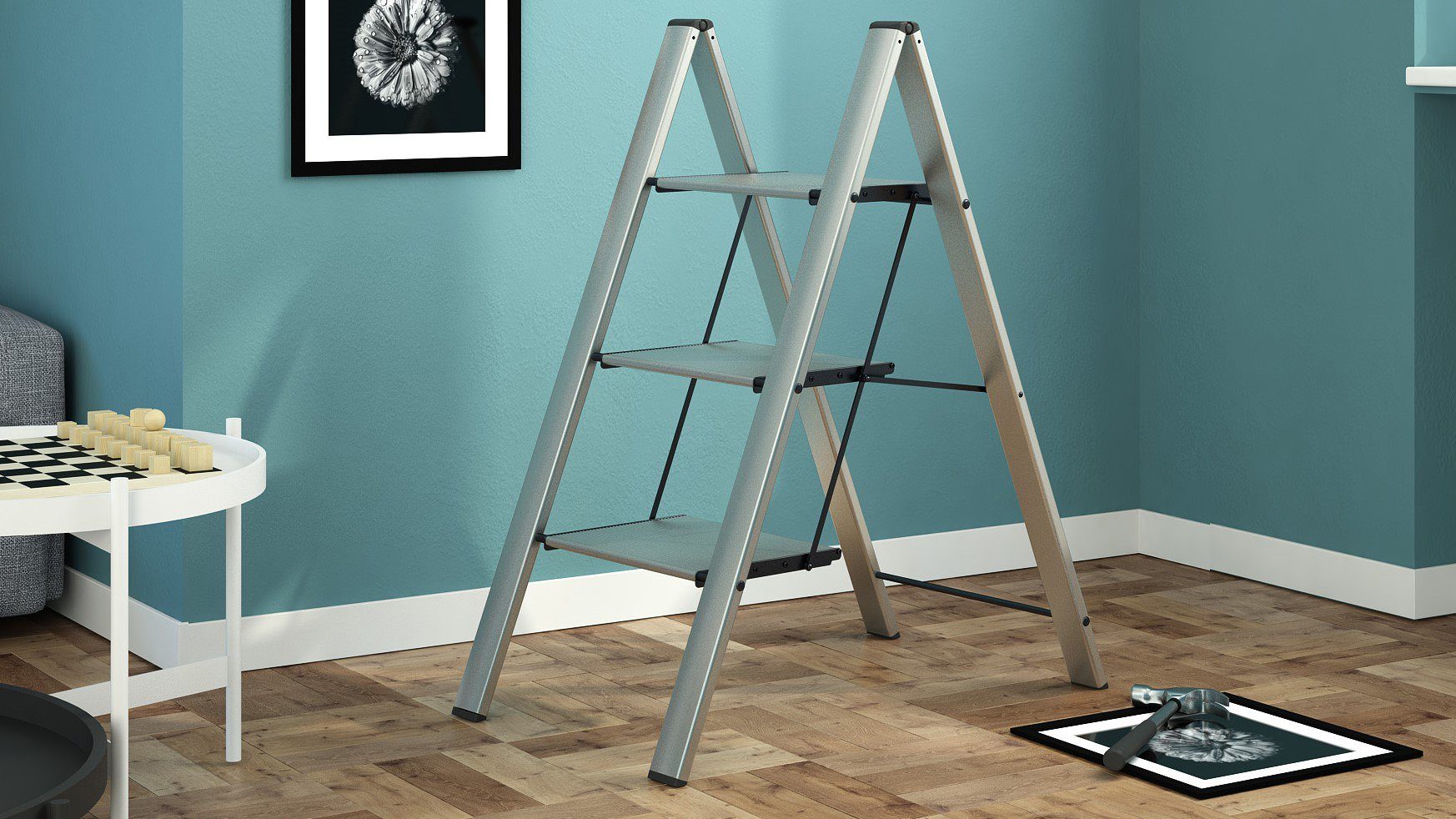 Colombo Newscal Huishoudtrapje Leonardo Black 1 2-traps, draagvermogen 150 kg, aluminium