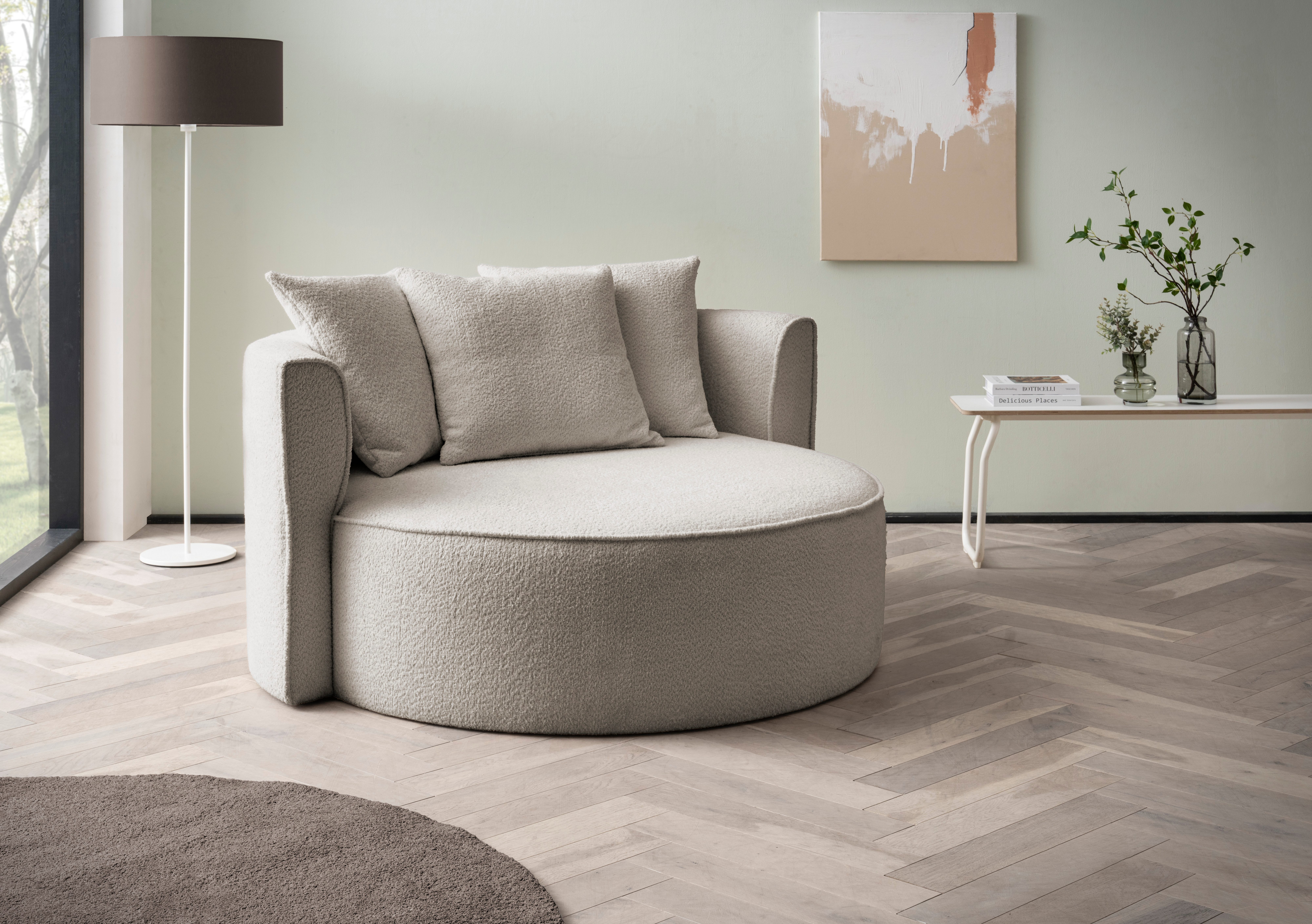 LeGer Home by Lena Gercke XXL-fauteuil Isalie, leesstoel, loveseat, inclusief sierkussens trendy stoffen, met 3 sierkussens, grote zitvlak, poef optioneel