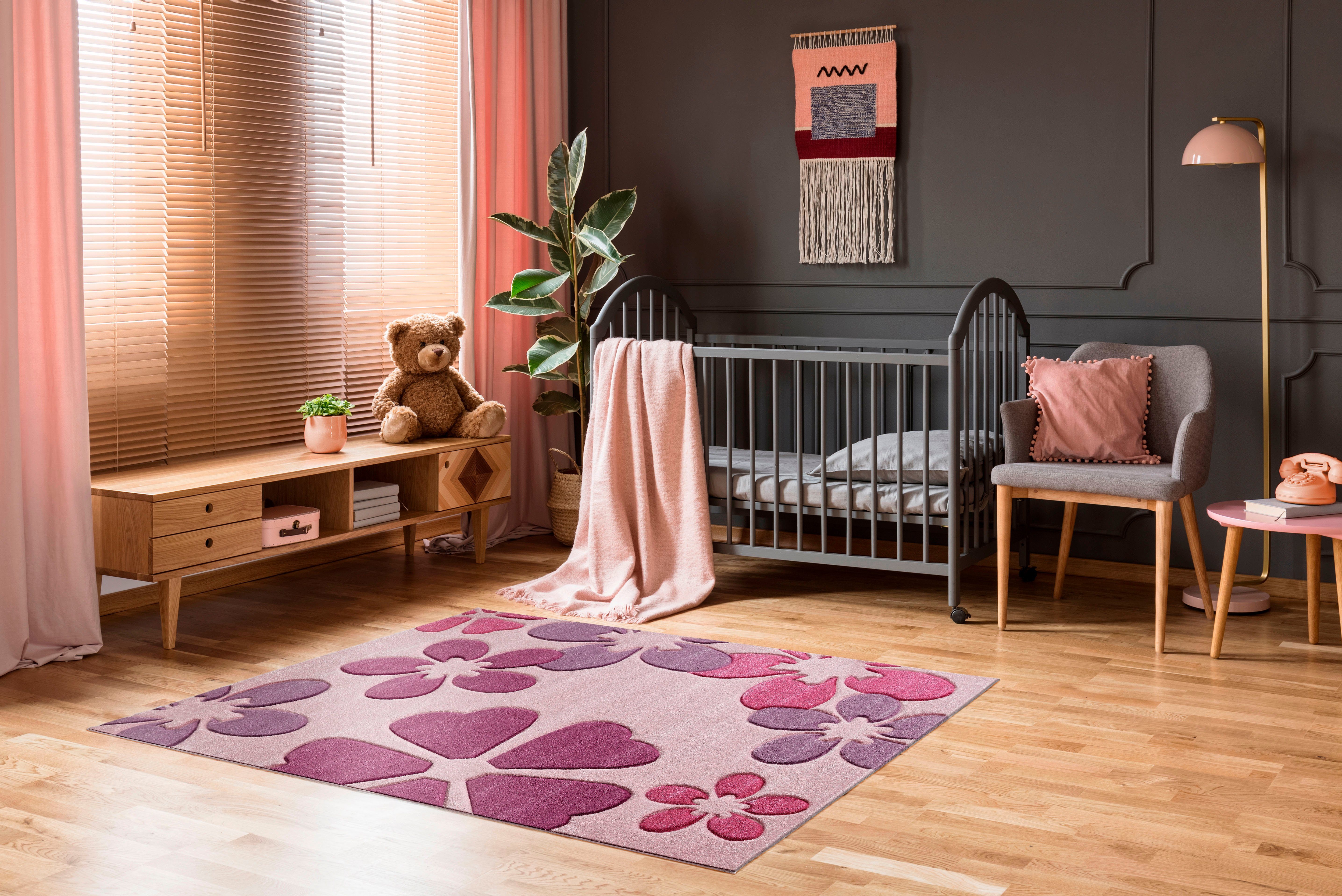 LUXOR living Kindervloerkleed Flair Korte pool, bloemen design, kinderkamer
