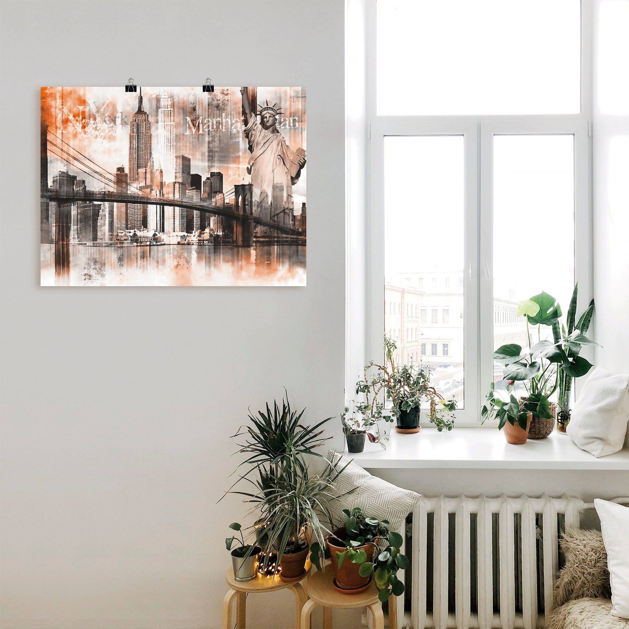 Artland Artprint New York skyline collage V als artprint op linnen, poster in verschillende formaten maten