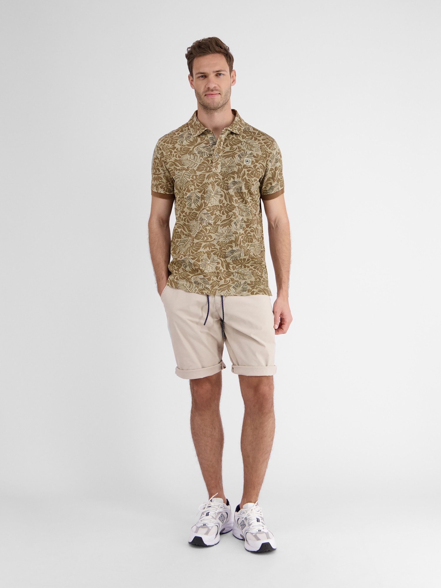 Lerros Poloshirt LERROS heren poloshirt, bloemenbedrukt heren t-shirts maat S bruin