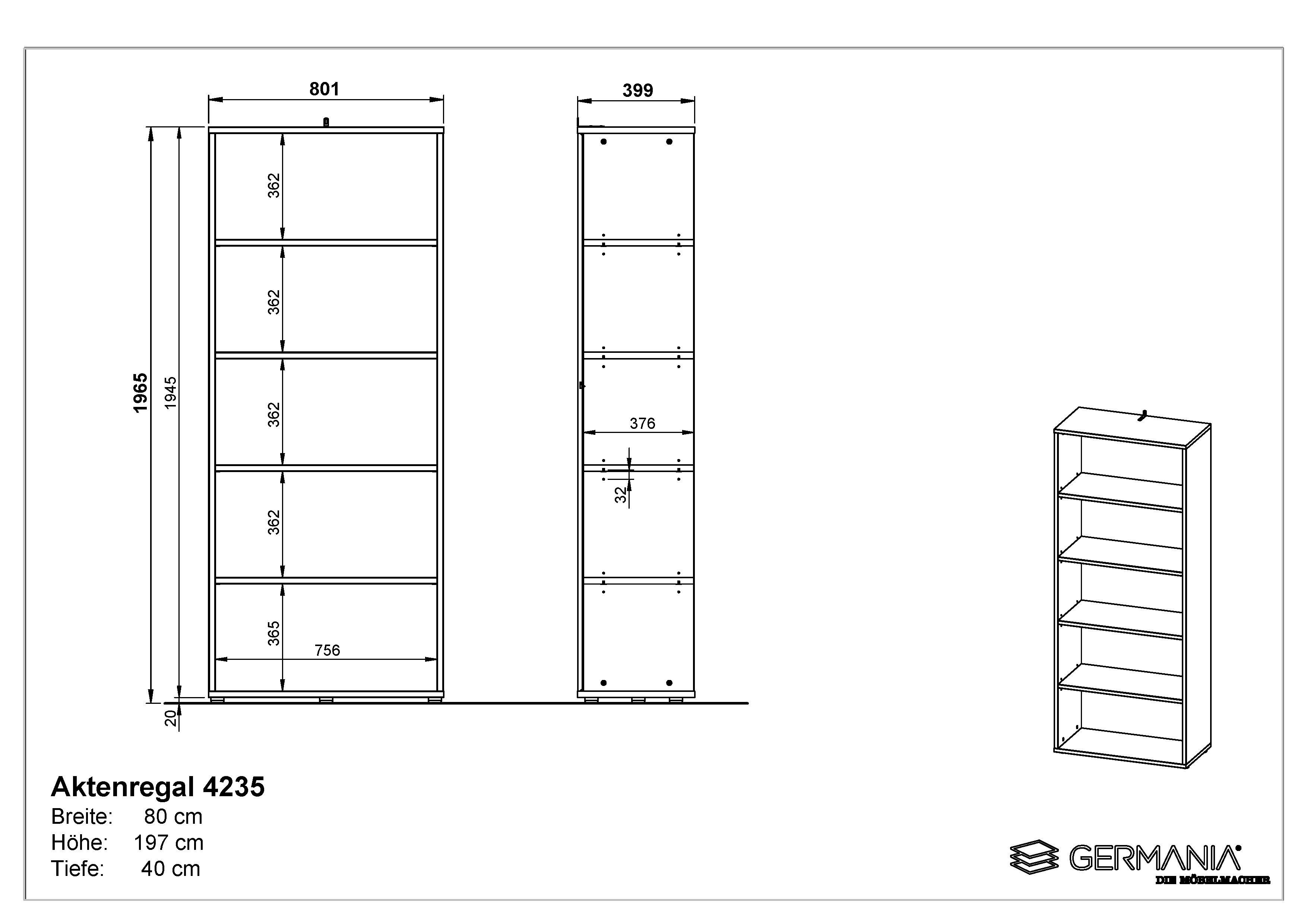 GERMANIA Kantoormeubelset Lemont Set bestaande uit 2 archiefkasten 4042 en 1 archiefrek 4235 (3-delig)