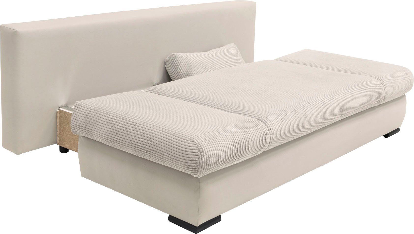 COLLECTION AB Slaapbank Chicago met slaapbank functie en bedbox, in mix van fluweel en ribfluweel