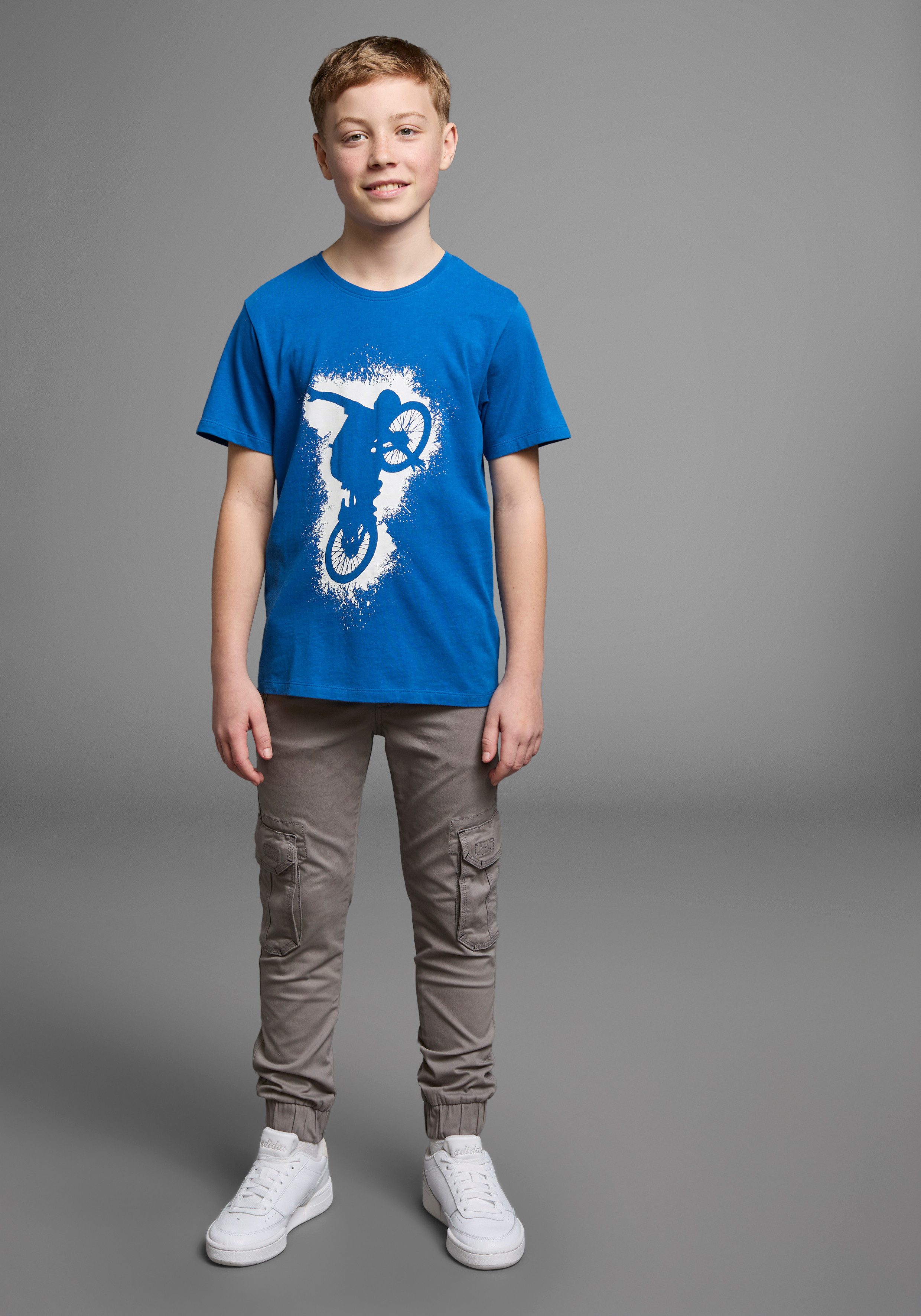 KIDSWORLD T-shirt Met casual print: BIKER Korte mouwen, bedrukt, ronde hals, van katoen