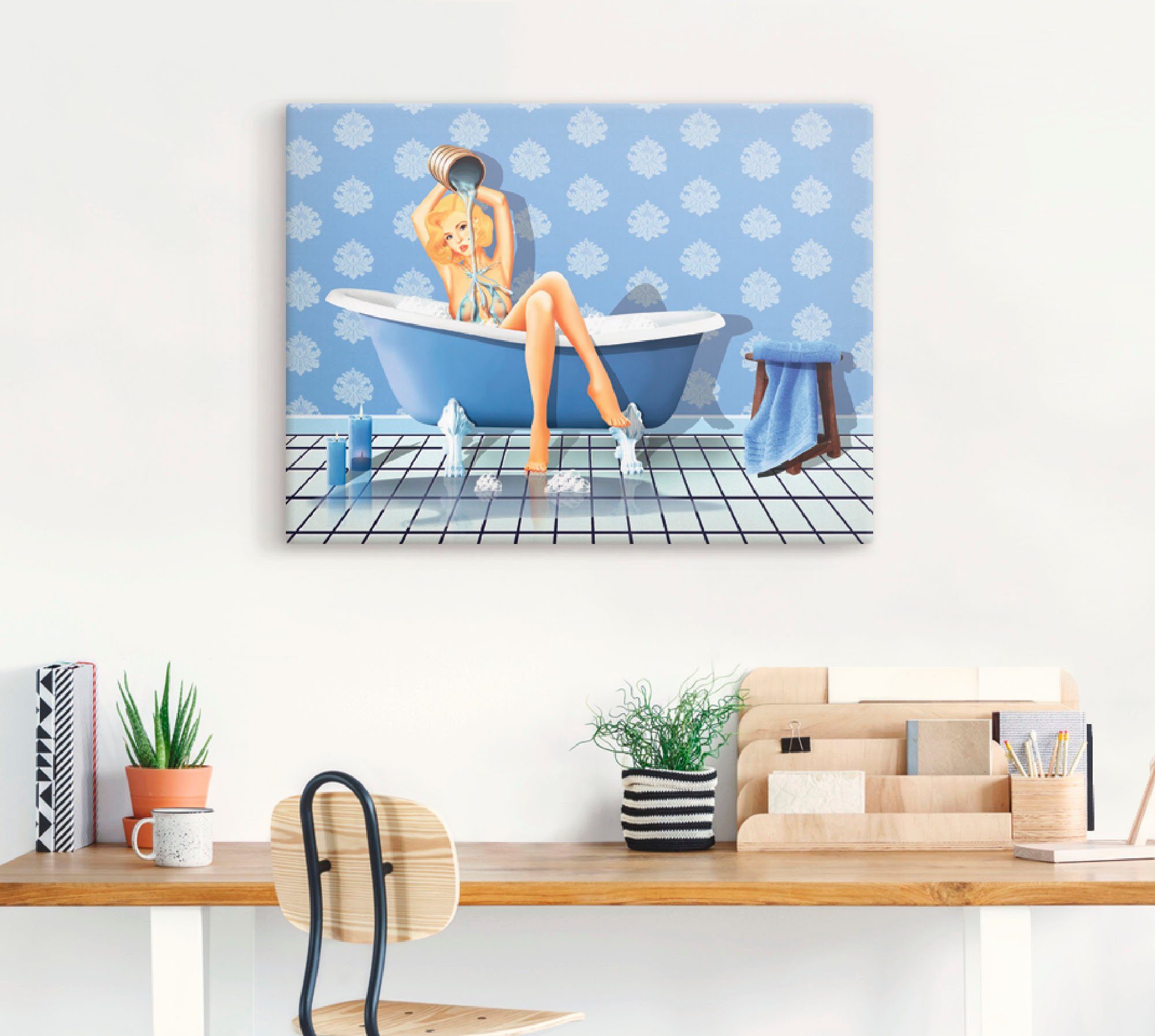 Artland Artprint De sexy blauwe badkamer als artprint op linnen, poster, muursticker in verschillende maten