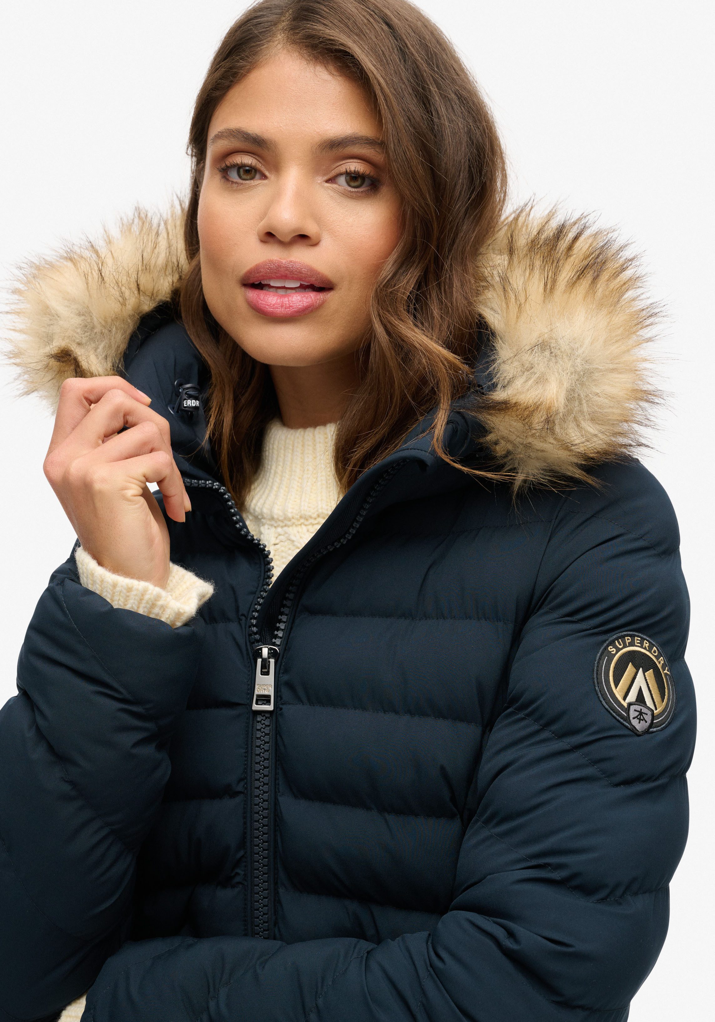 Superdry Gewatteerde jas FUJI NEPPEL HOOD MID LENGTH