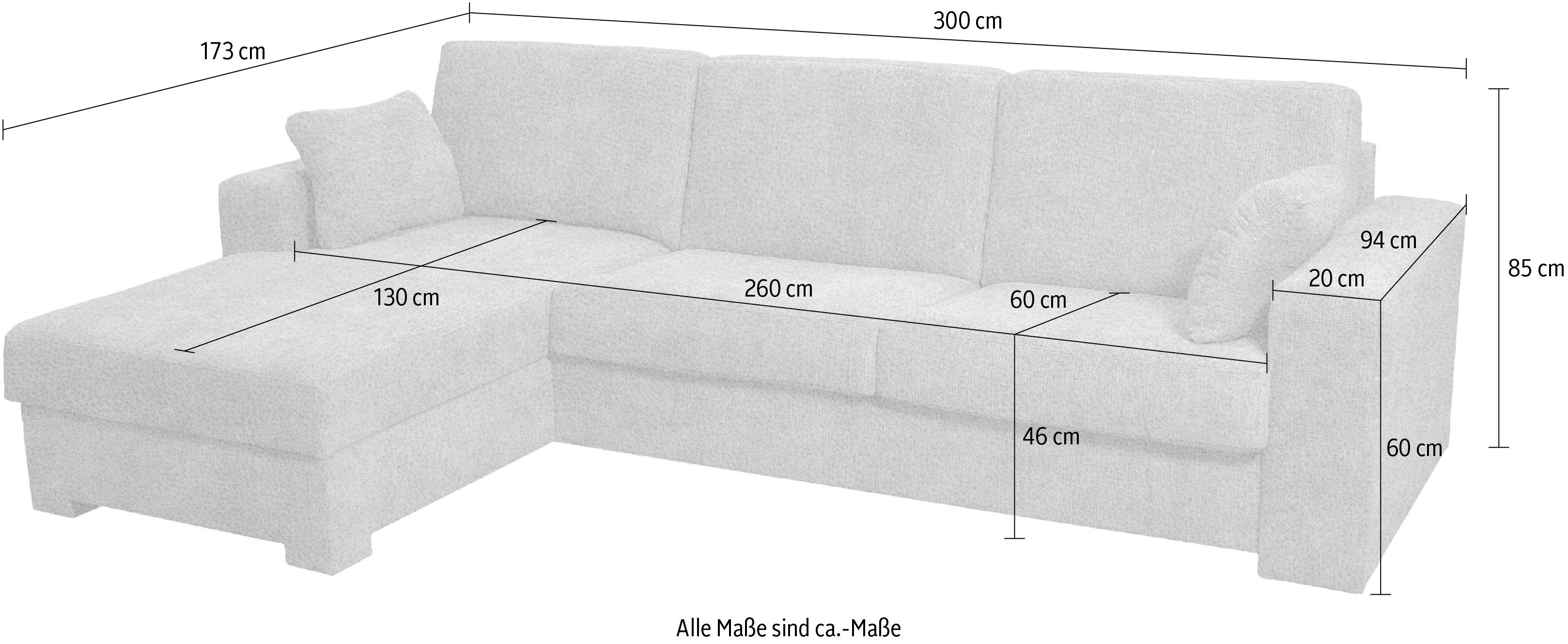 Home affaire Hoekbank Roma "L" slaapfunctie, met ondervering Matras hoogte 14 cm, ligmaat ca 163x198 cm, L-vorm