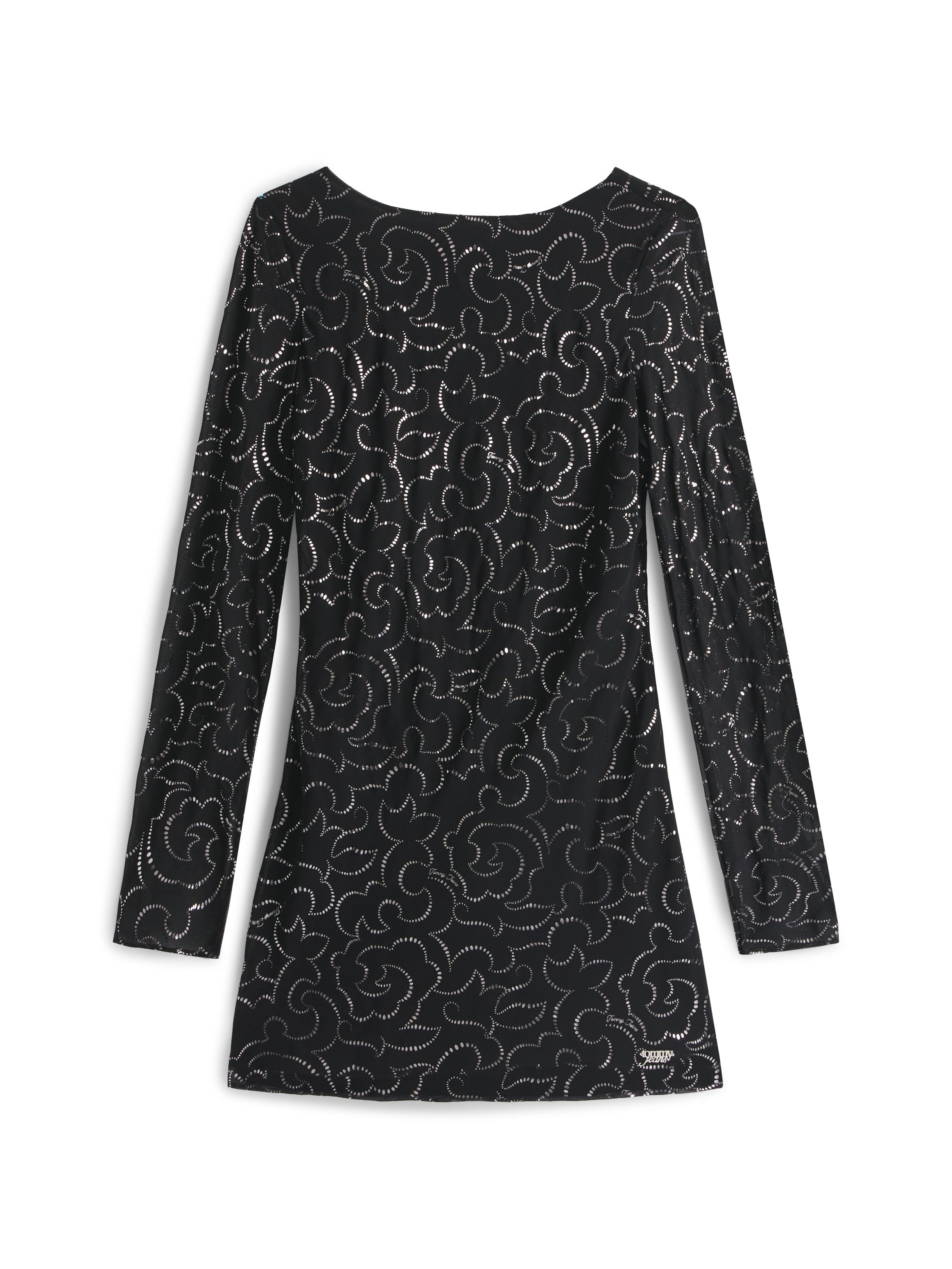 TOMMY JEANS Mini-jurk TJW METALLIC AOP MINI LS DRESS