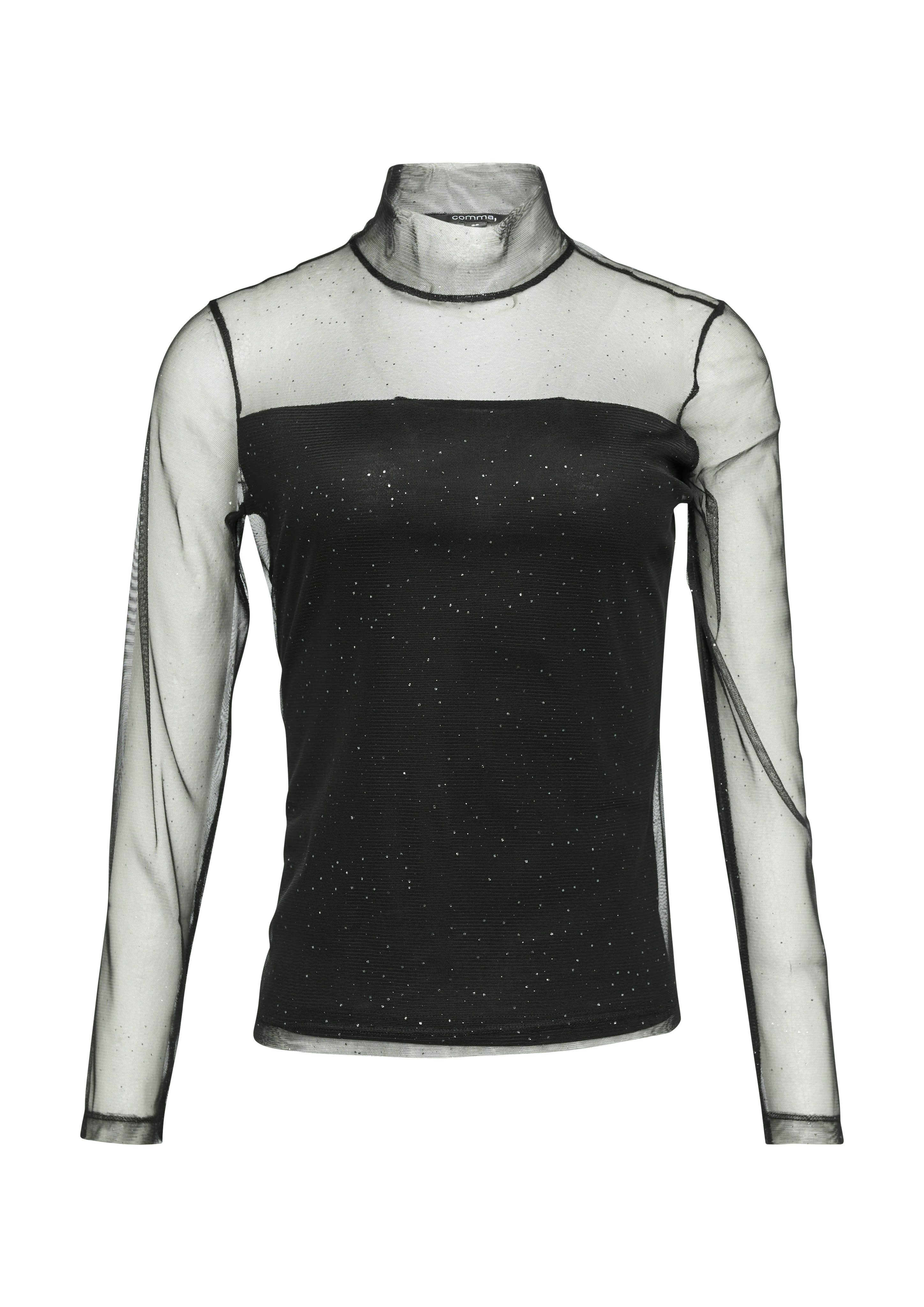 Comma Shirt met lange mouwen in halftransparante look