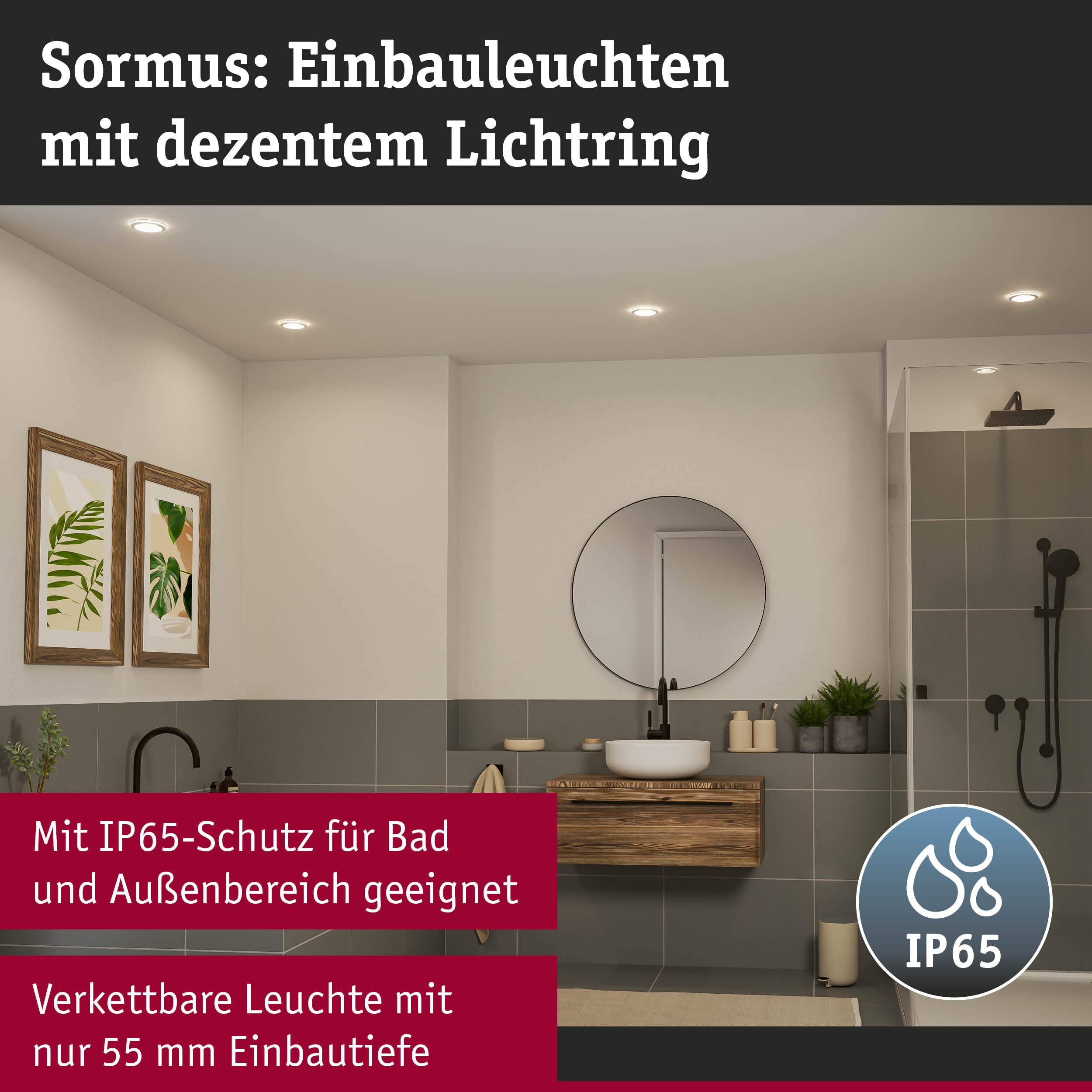 Paulmann Ledinbouwlamp LED inbouwlamp Sormus IP65 rond 100mm