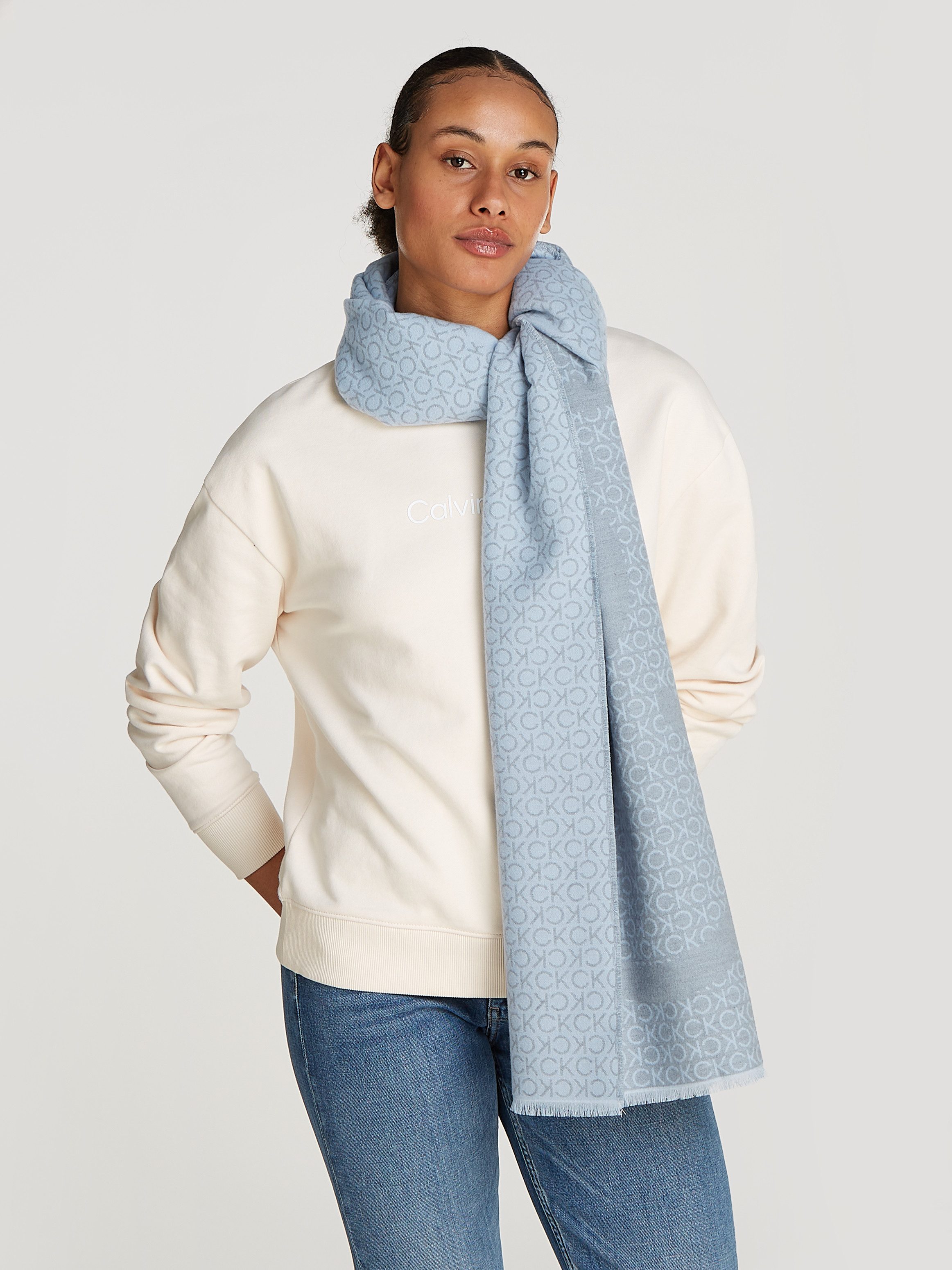 Calvin Klein Sjaal FRINGES TWO-TONE MONO MW SCARF
