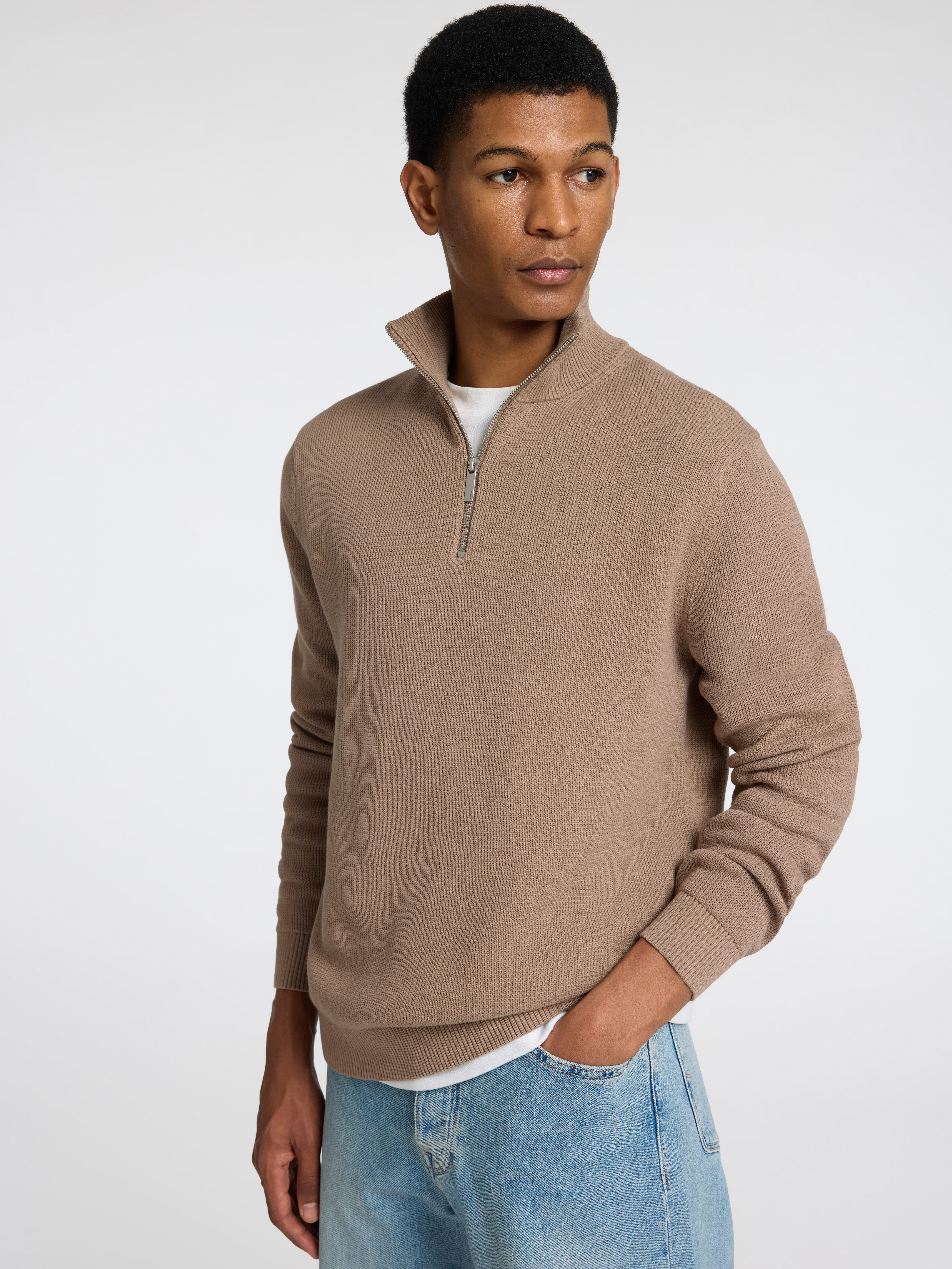 SELECTED HOMME Schipperstrui SLHDANE LS KNIT STRUCTURE HALF ZIP NOOS