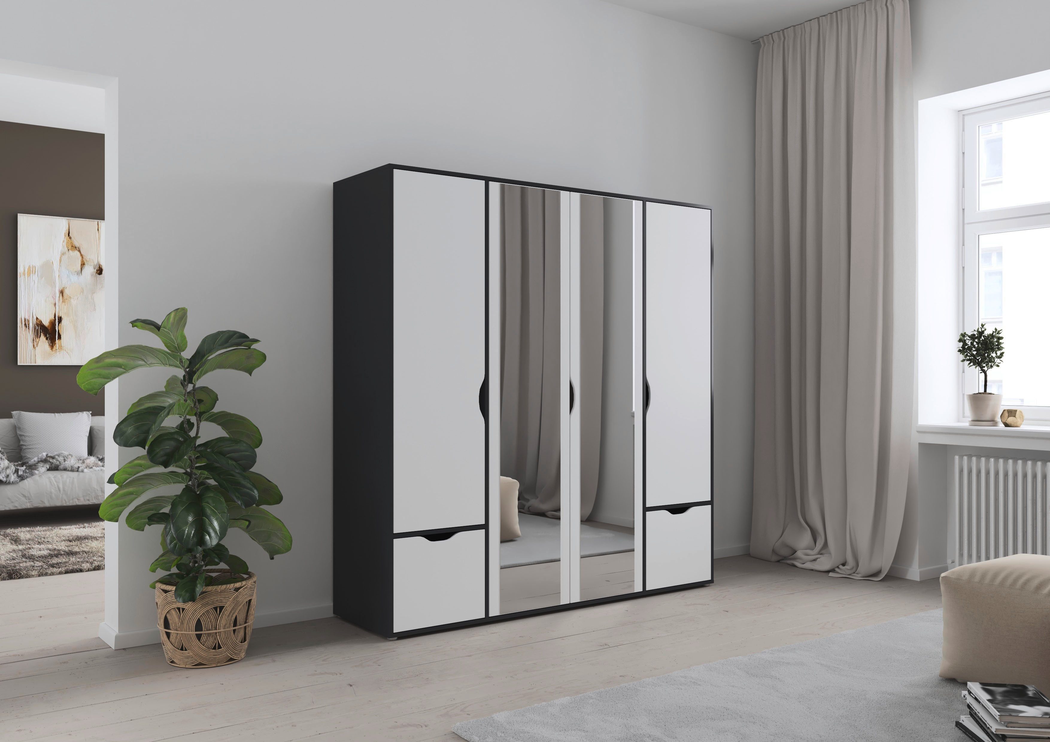 rauch Draaideurkast Kledingkast Kast Garderobe Wasmand NARAI met Laden Greefaansluitingen voor een greeploze look TOPSELLER MADE IN GERMANY