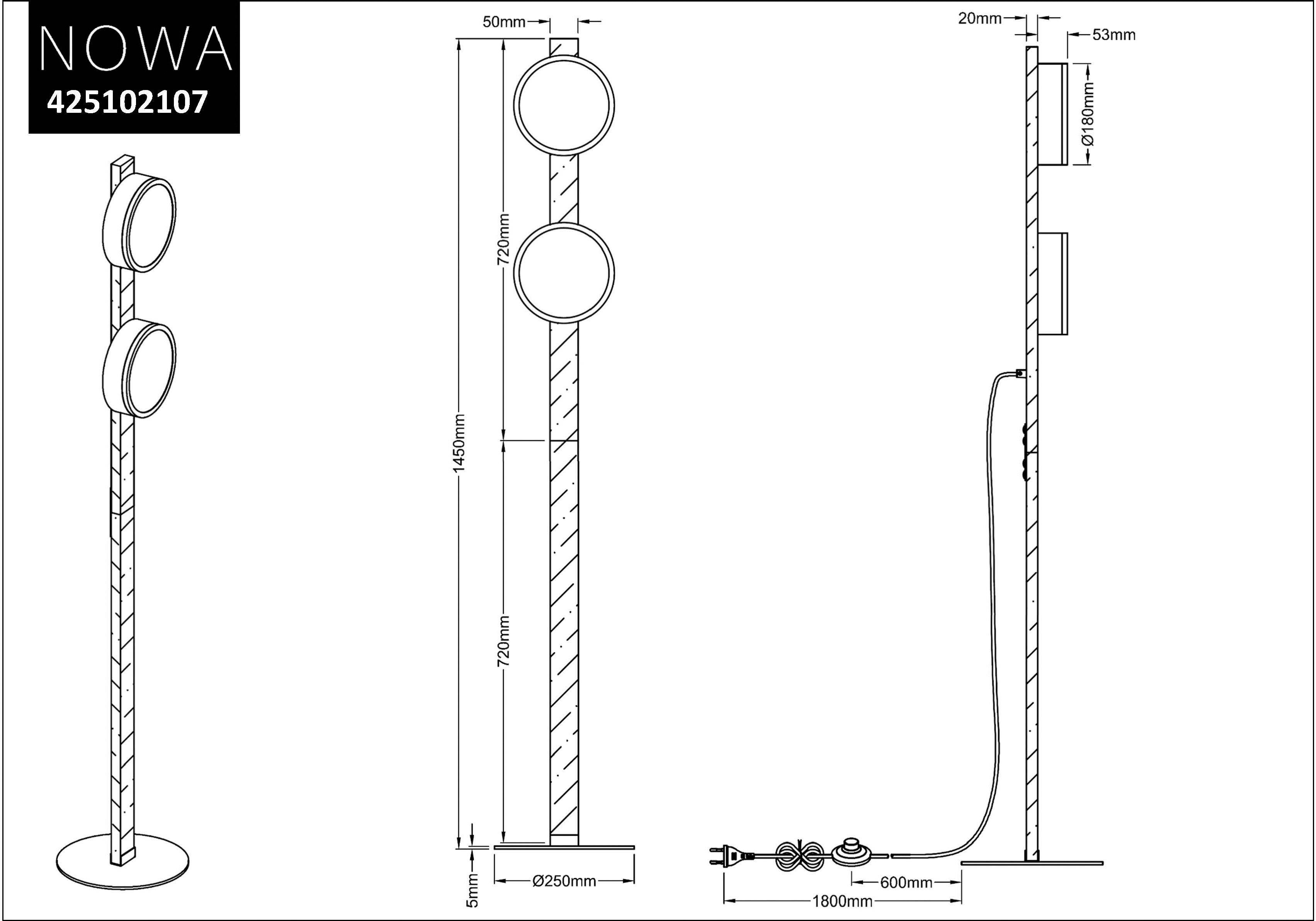 andas Staande ledlamp Fjälla Driver vervangbaar, lichtbron vast ingebouwd, 3-traps schakelbaar (1 stuk)