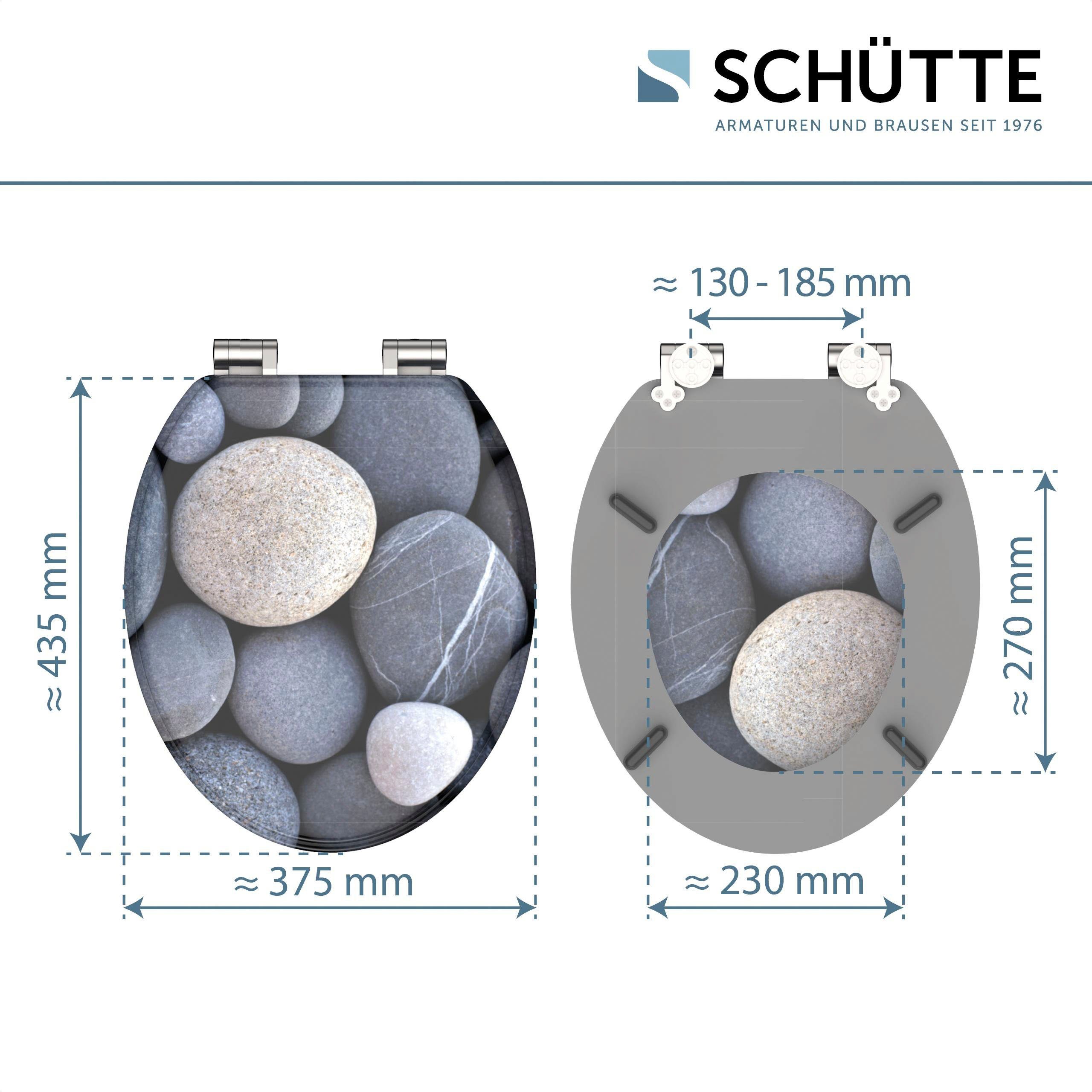 Schütte Toiletzitting GREY STONES met softclosemechanisme en houten kern, mdf
