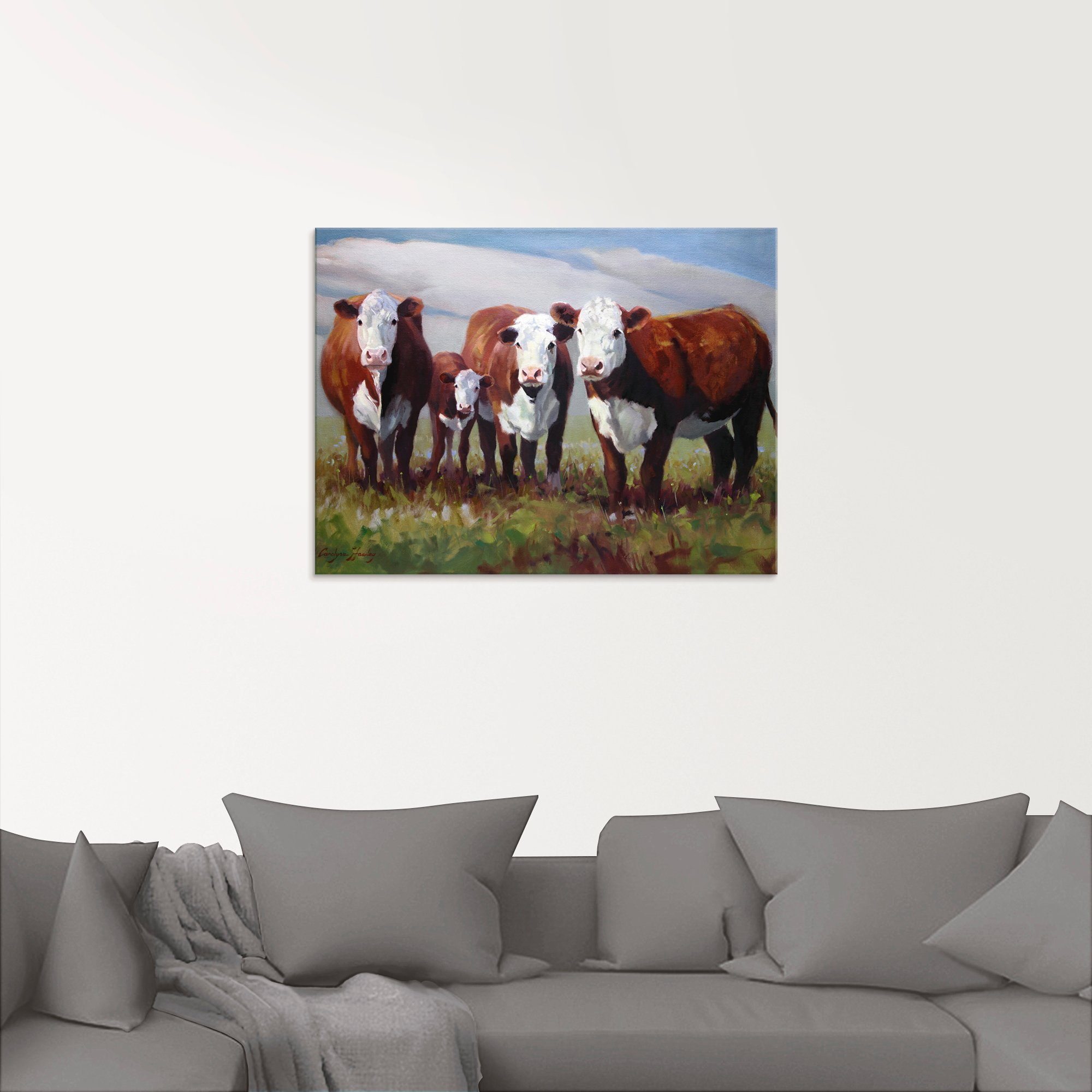 Artland Print op glas Thuis van de koeien in verschillende maten