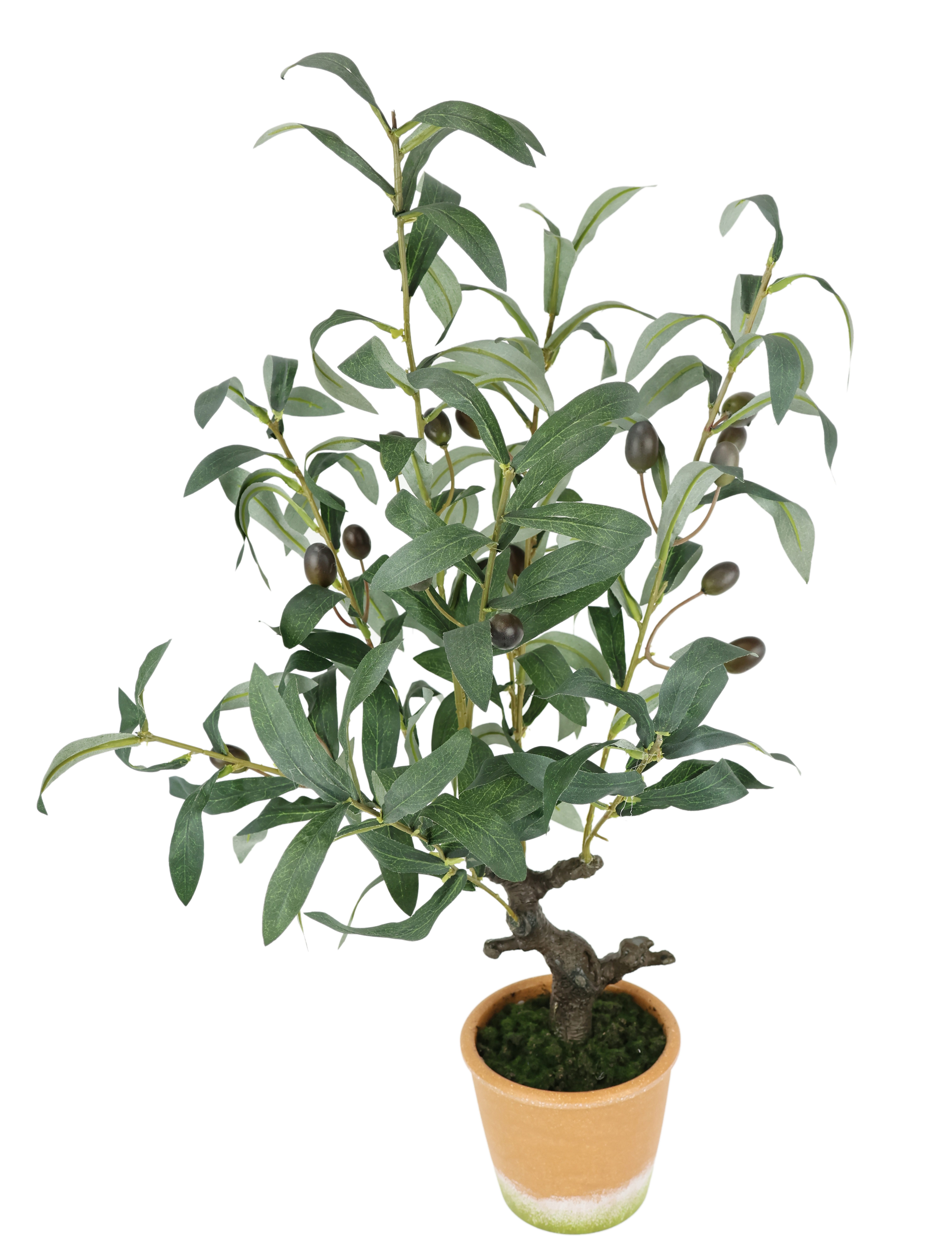 I.GE.A. Kunstplant Kunstmatige olijfboom met zwarte vruchten Olijf mediterrane olijfboom groenplant kunstboom decoratieboom (1 stuk)